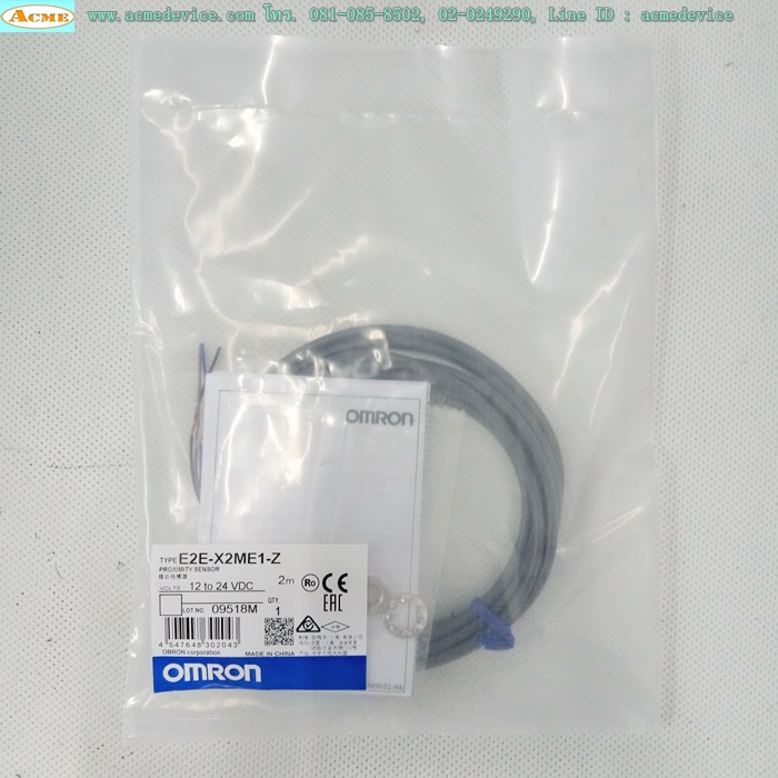 Proximity Omron รุ่น E2E-X2ME1-Z, M8, ระยะ 2mm, 3Wire, NPN, NO, Unshielded, Inductive