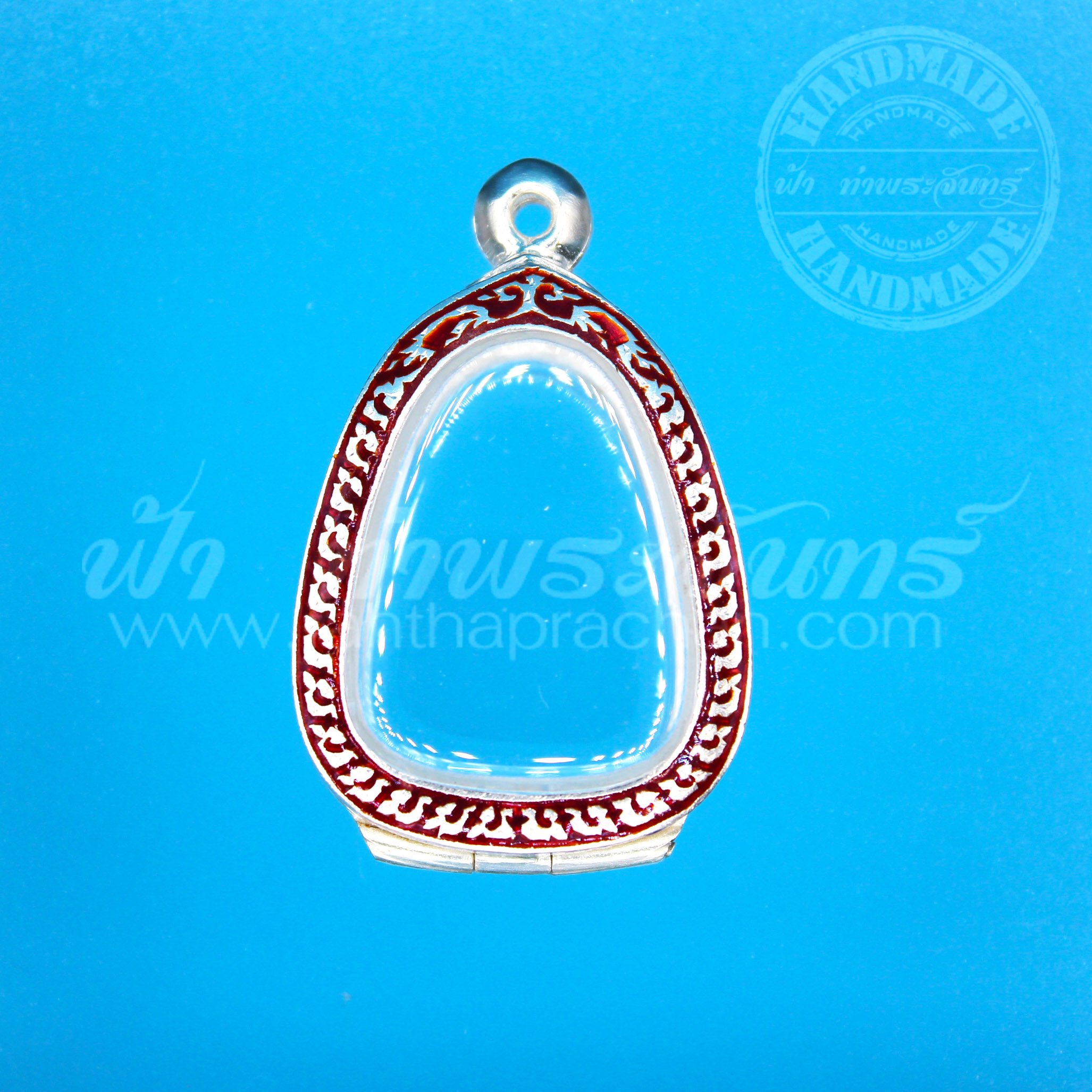 ตลับปิดตา เงินแกะลาย ลงยา 92.5%