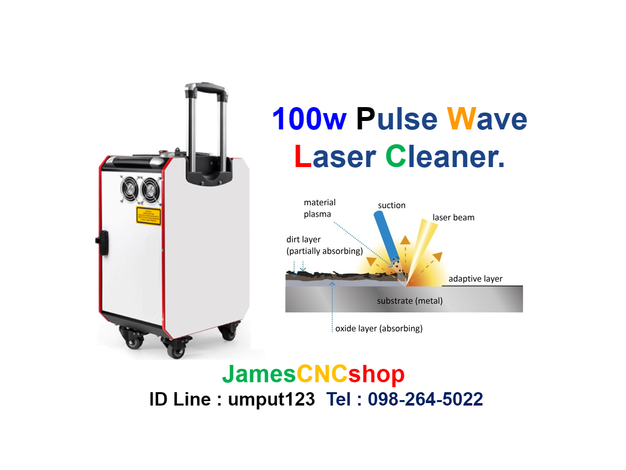 เลเซอรกำจัดสนิม 100w Pulse Wave Laser Cleaner เครื่อกำจัดสนิมด้วยเลเซอร์แบบ Pulse wave