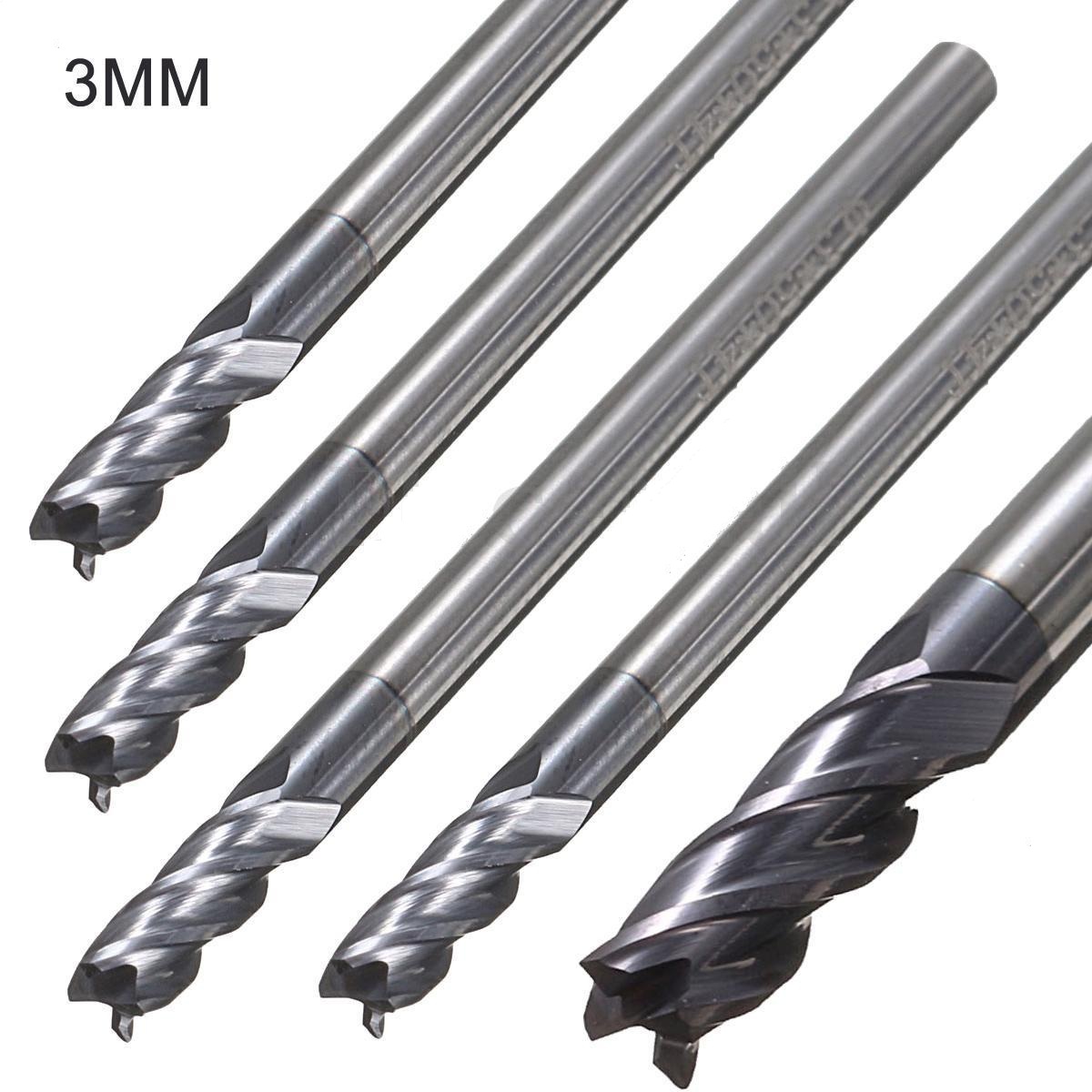 คาร์ไบด์ End Mill 4 ฟัน 5 ดอก ขนาด 3 มม. Shank ทังสเตน Coated CNC Milling Tool