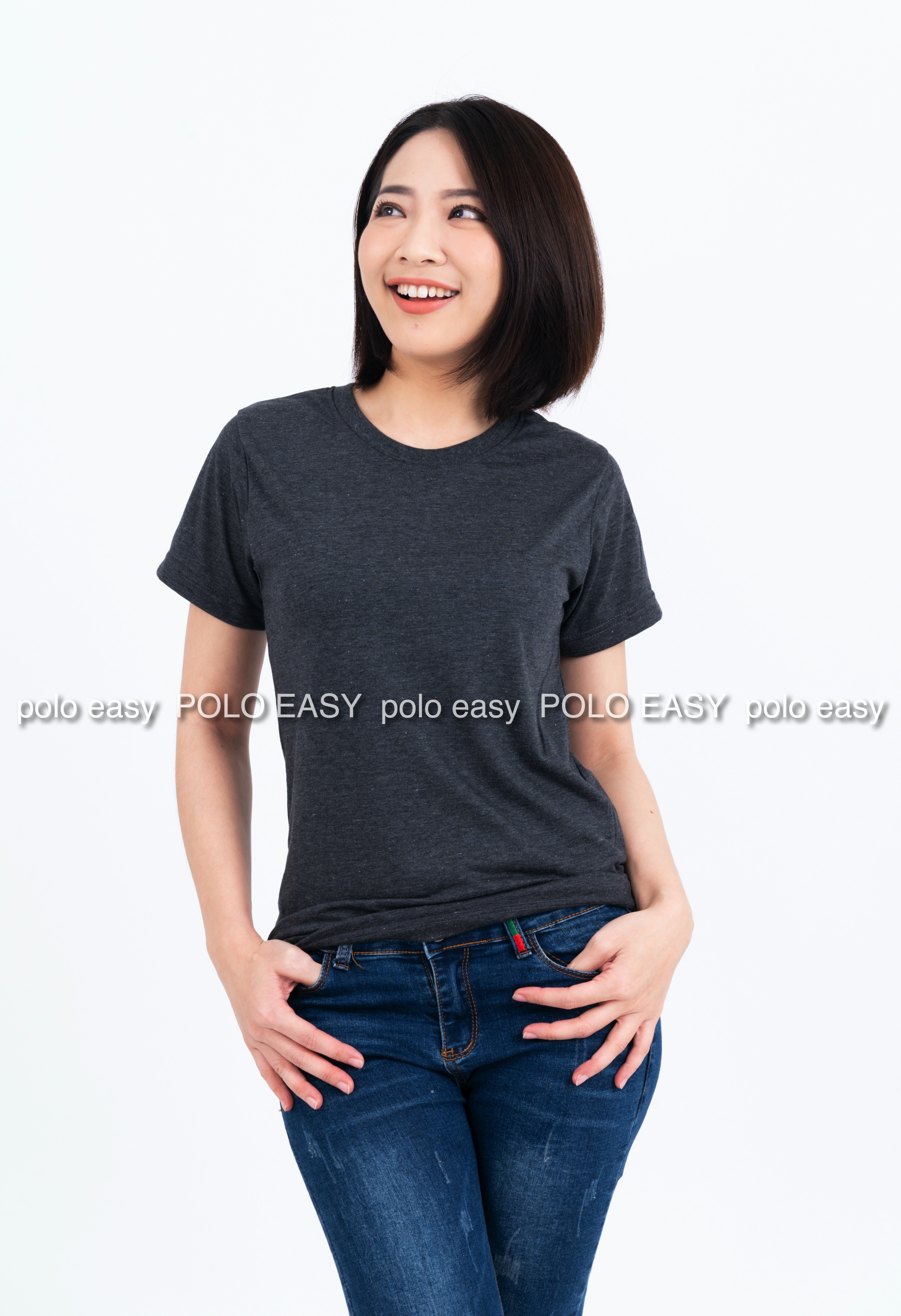 2XL เสื้อยืด สีดำท็อปดาย คอกลม แขนสั้น Size 2XL