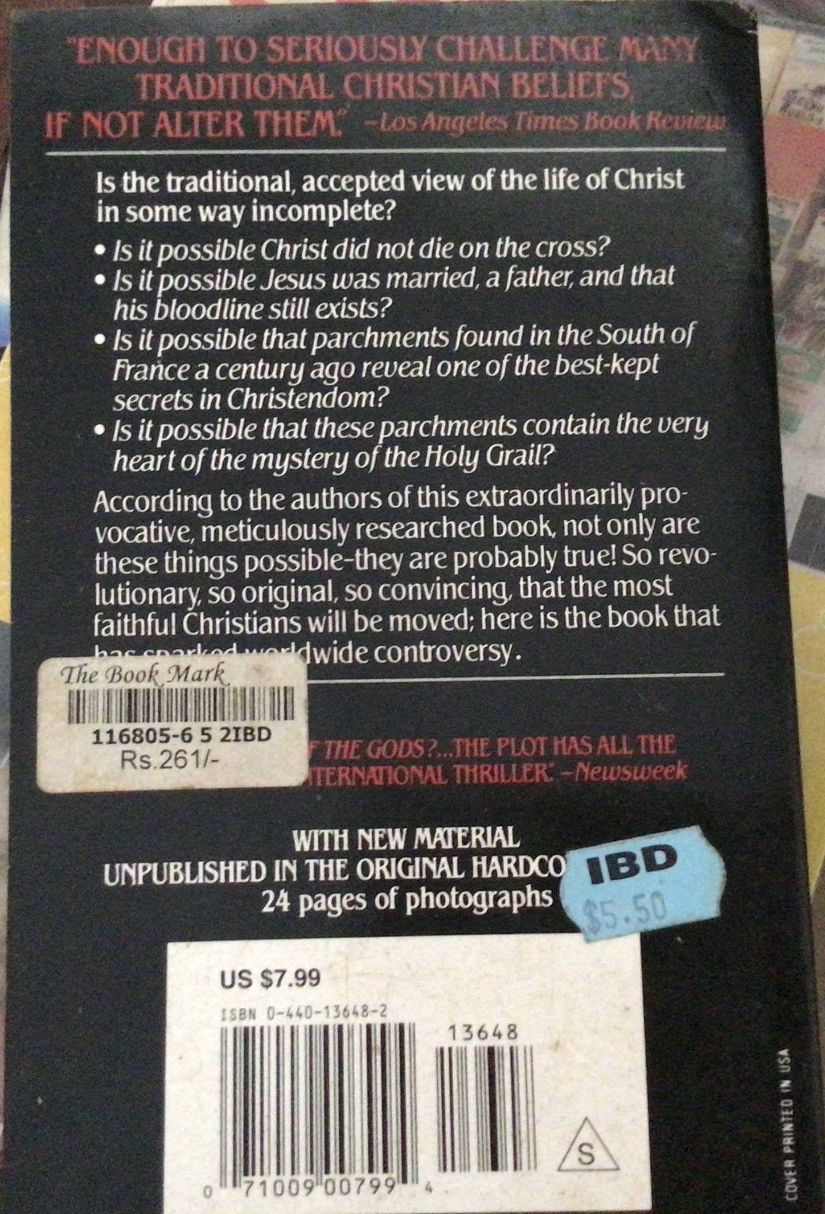 Holy Blood, Holy Grail by Michael Baigent, Richard Leigh, Henry Lincoln ราคา 180