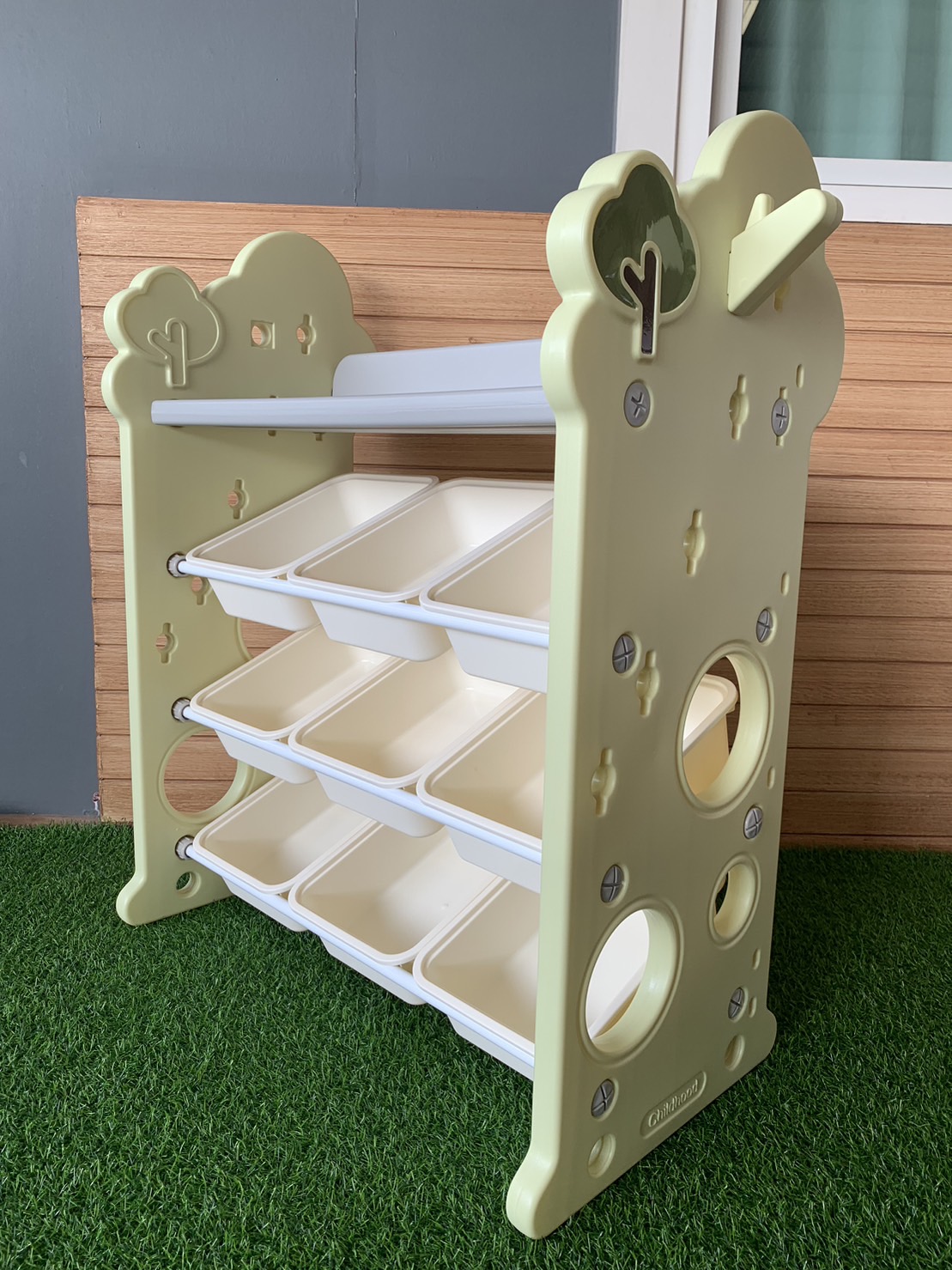 ชั้นวางของบ้านต้นไม้ 9 ช่อง สีเขียว ชั้นวางหนังสือ