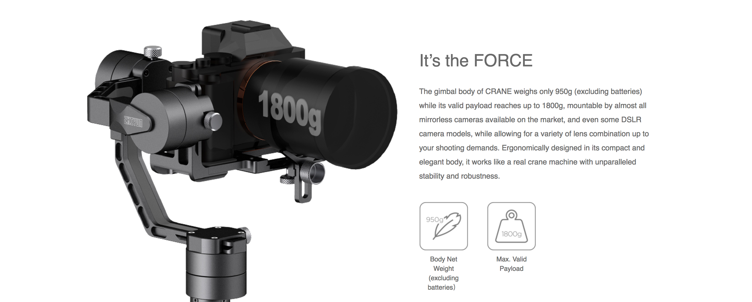 Zhiyun-Tech Crane v2 3-Axis Handheld Gimbal Stabilizer (อุปกรณ์กันสั่นสำหรับกล้องDSLR)