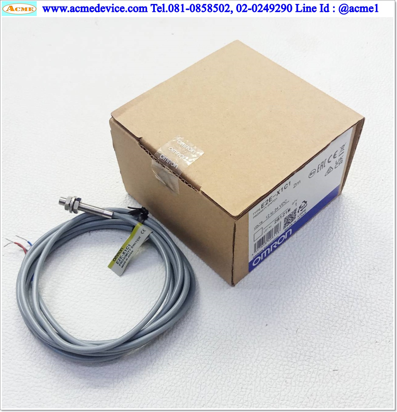 Proximity Omron รุ่น E2E-X1C1, M5, ระยะ 1mm, 3Wire, NO, NPN, Shielded, Inductive