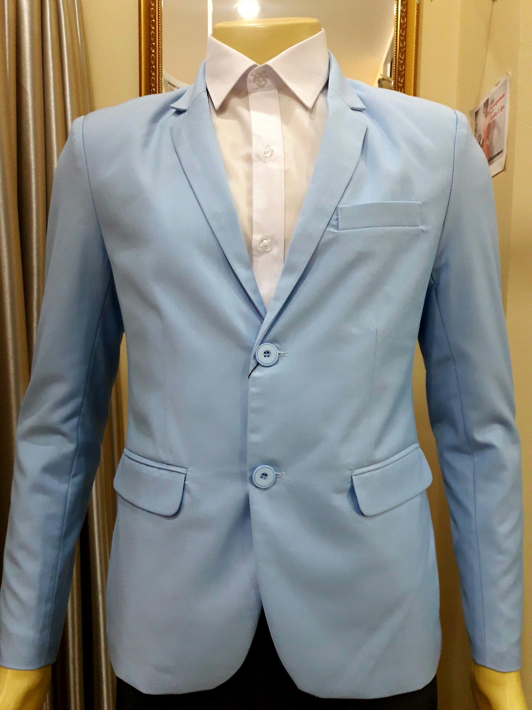 เสื้อสูทผู้ชายสีฟ้าอ่อน (Size : L)