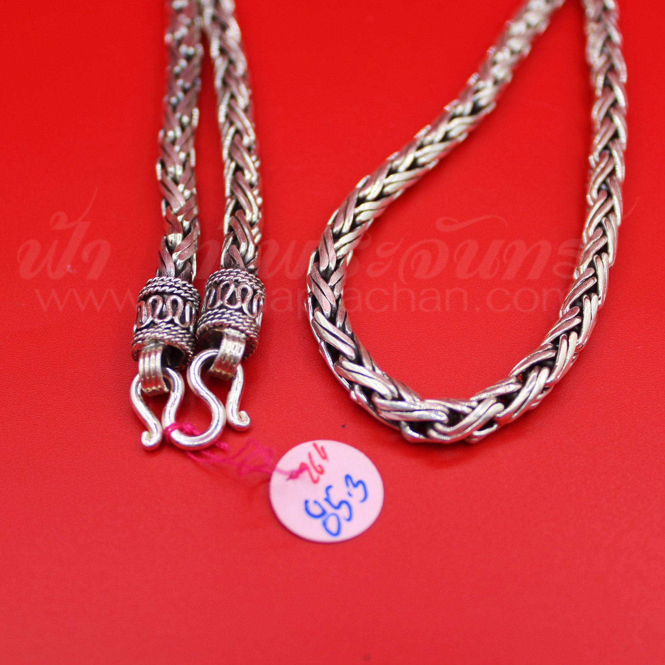 สร้อยคอเงินแท้ 92.5 ลายเปียกลม หัวจรวด รมดำ