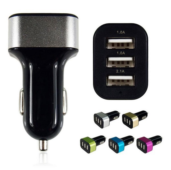 ที่ชาร์จมือถือในรถ 3-Port USB Car Charger (สีดำ-เงิน)