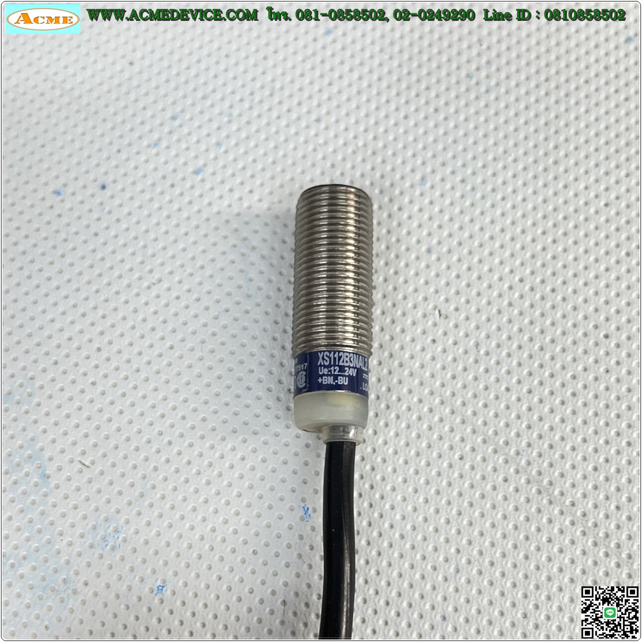 Proximity Telemecanique รุ่น XS112B3NAL2, M12, ระยะ 4mm, NPN, NO, 3Wire, Inductive