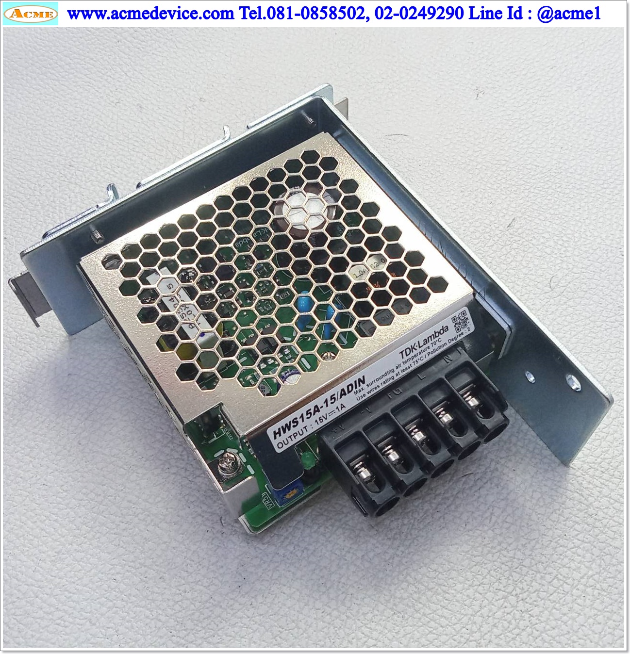 Power Supply TDK รุ่น HWS15A-15/ADIN, Output 15V, 1A, 15W