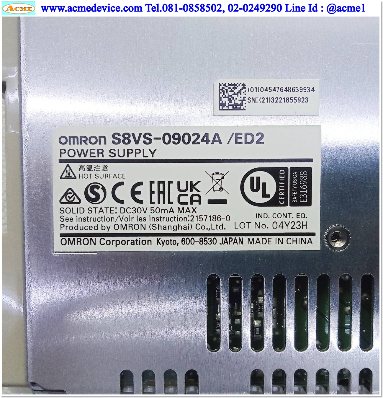 Power Supply Omron รุ่น S8VS-09024A, 24V, 3.75A, 90W