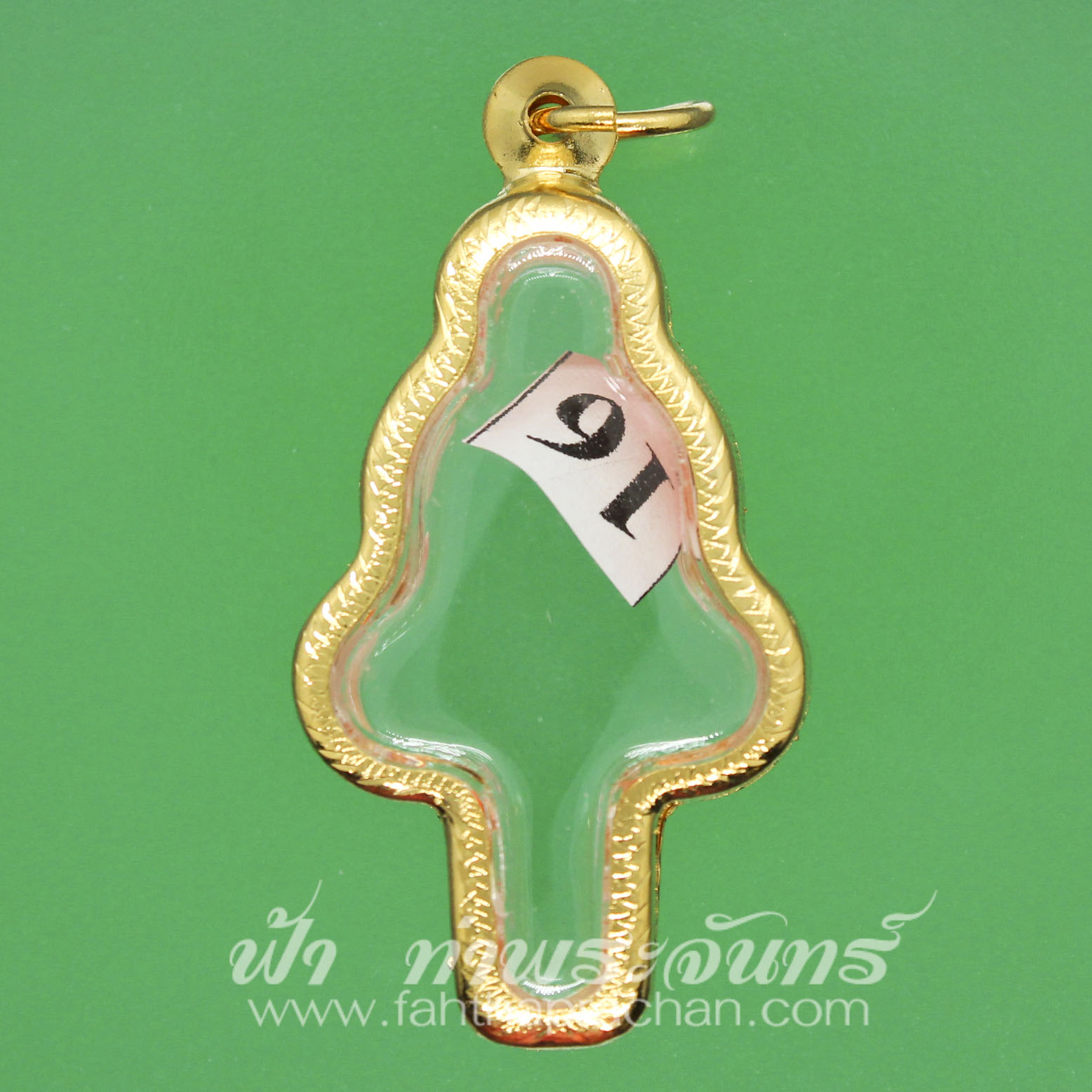 ตลับพระยอดธง ทองเหลือง แกะลาย ชุบทอง