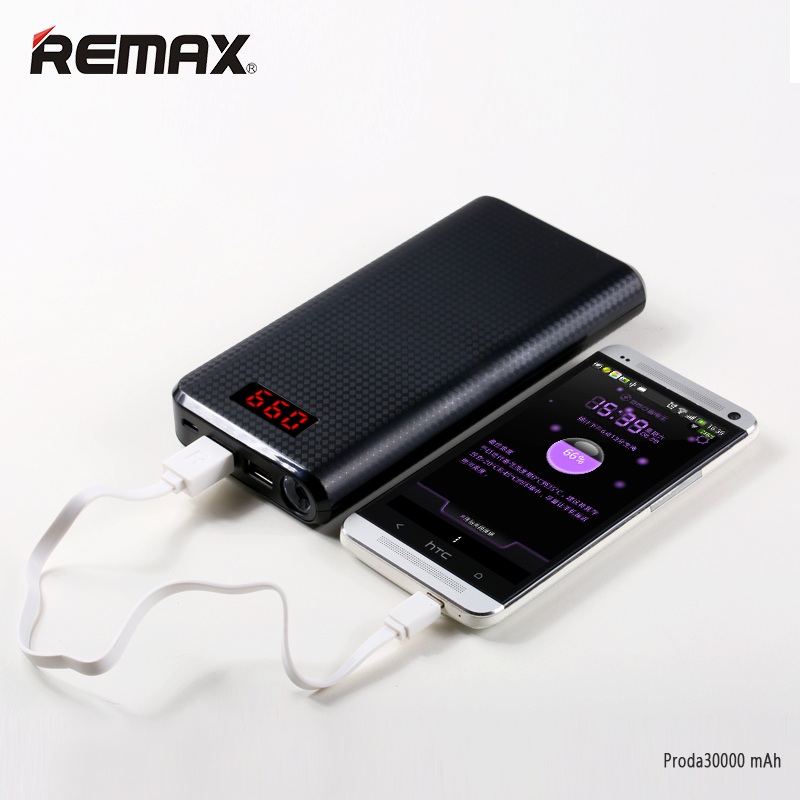 PowerBank 30000mAh REMAX แท้100% สีขาว/ดำ ให้เลือก สำหรับสำรองชาร์จ iPhone, ซัมซุง, Android แท็บเล็ต