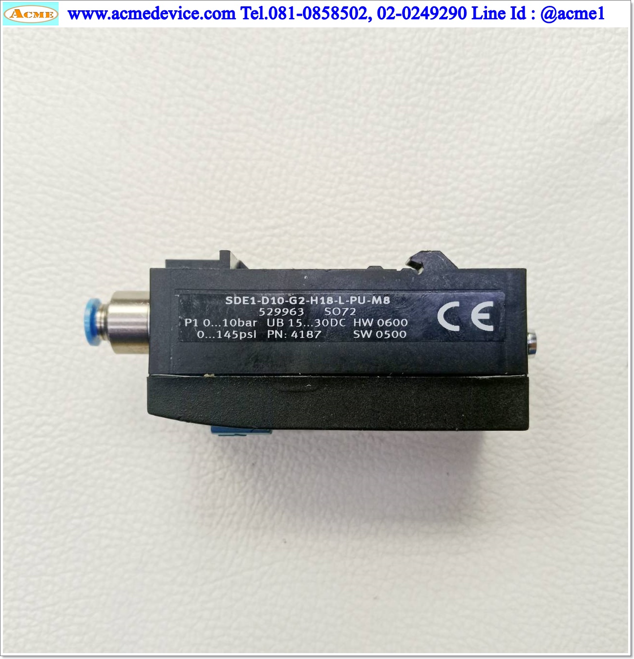 Pressure FESTO รุ่น SDE1-D10-G2-H18-L-PU-M8, 0-10Bar, PNP, Analog out 0-10V