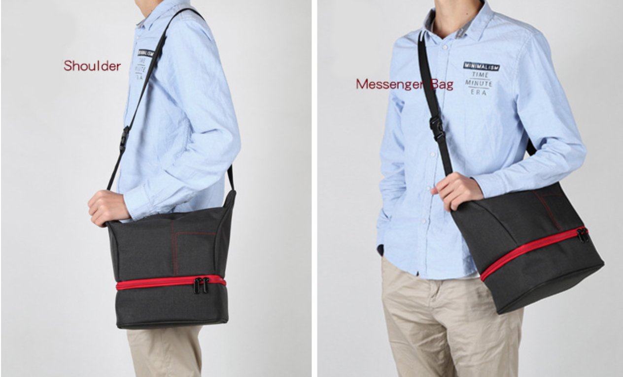 กระเป๋ากล้องยี่ห้อHUWANG สำหรับกล้อง DSLR ใส่เลนส์ได้ 2 ตัว แฟลช 1 ตัว ราคาถูก