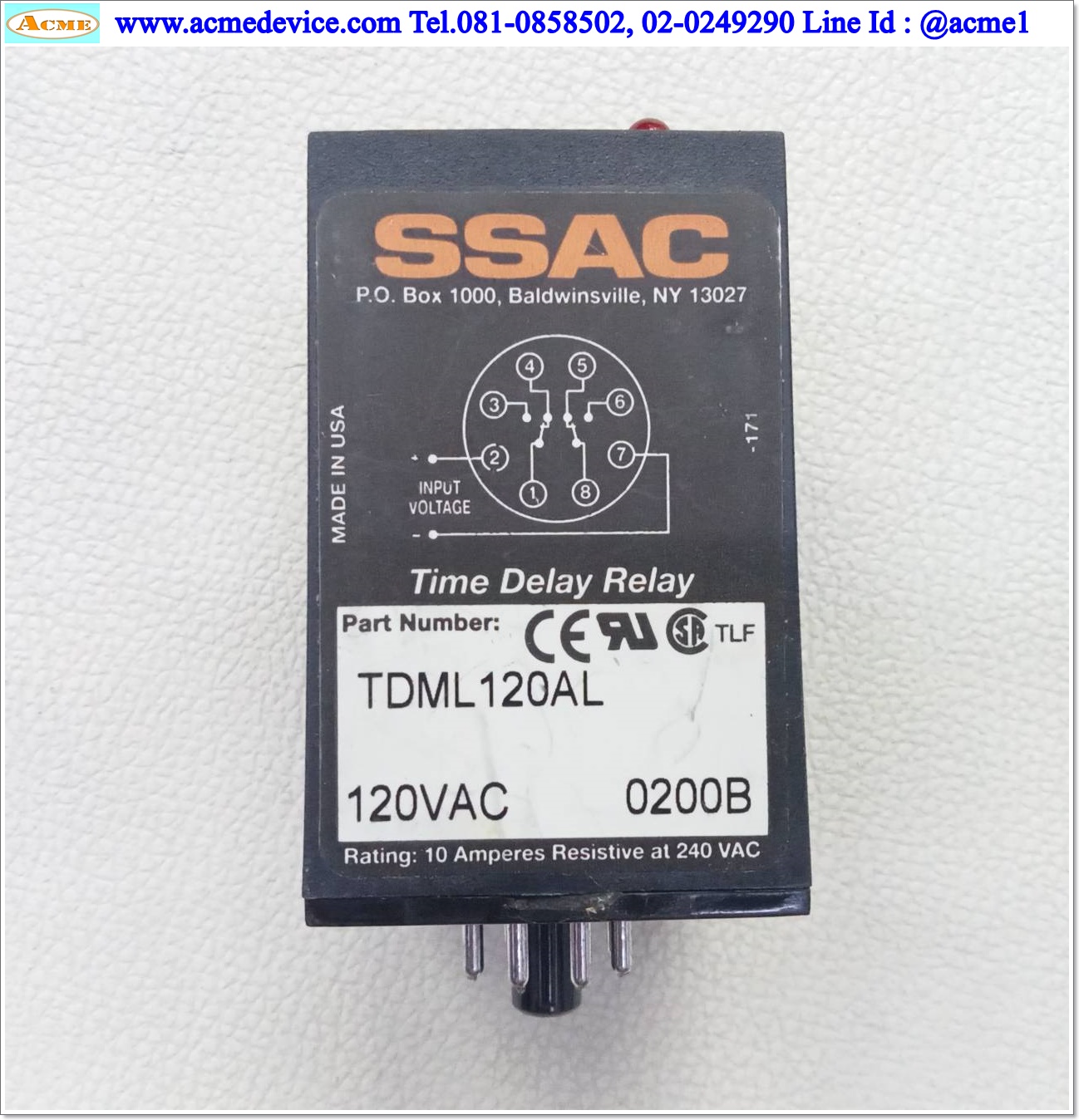 Timer SSAC รุ่น TDML120AL, Range 0.1-102.3 sec, 120Vac, 8 Pin
