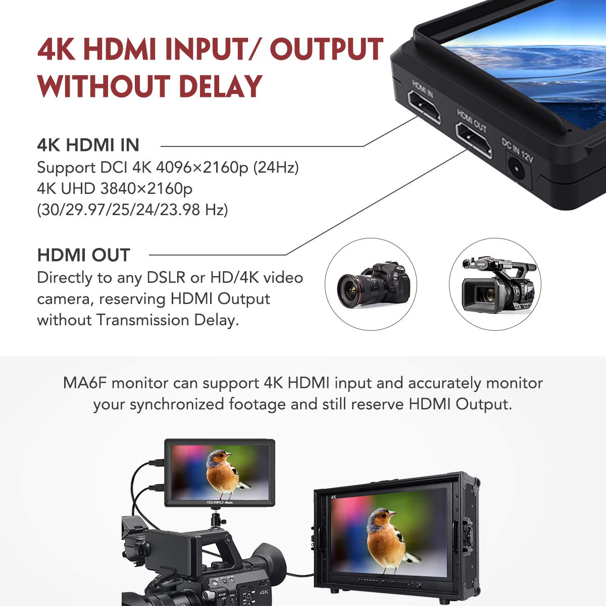 FEELWORLD Master Series MA6F 5.5 On-Camera Monitor 1280x720 4K HDMI InputOutput รับประกันศูนย์ไทย 1 ปี