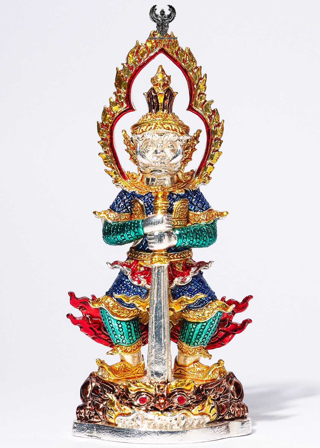 ท้าวเวสสุวรรณ. รุ่น คลังสมบัติ์ เนื้อสัมฤทธ์ชุบเงินลงยา5สี