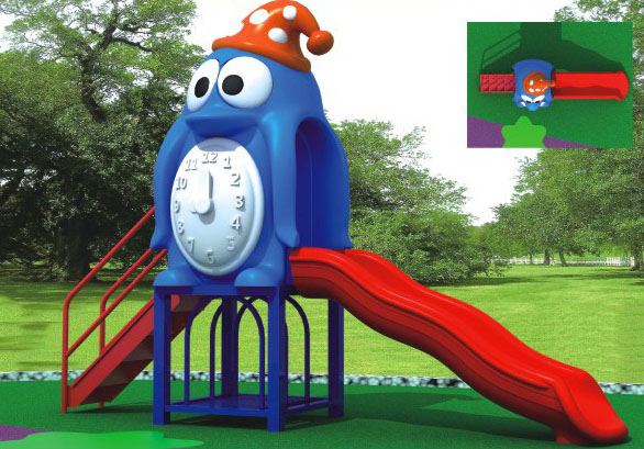 เครื่องเล่นสนามกลางแจ้ง ชุด เพนกวินหรรษากระดานลื่น สไลเดอร์สีแดง