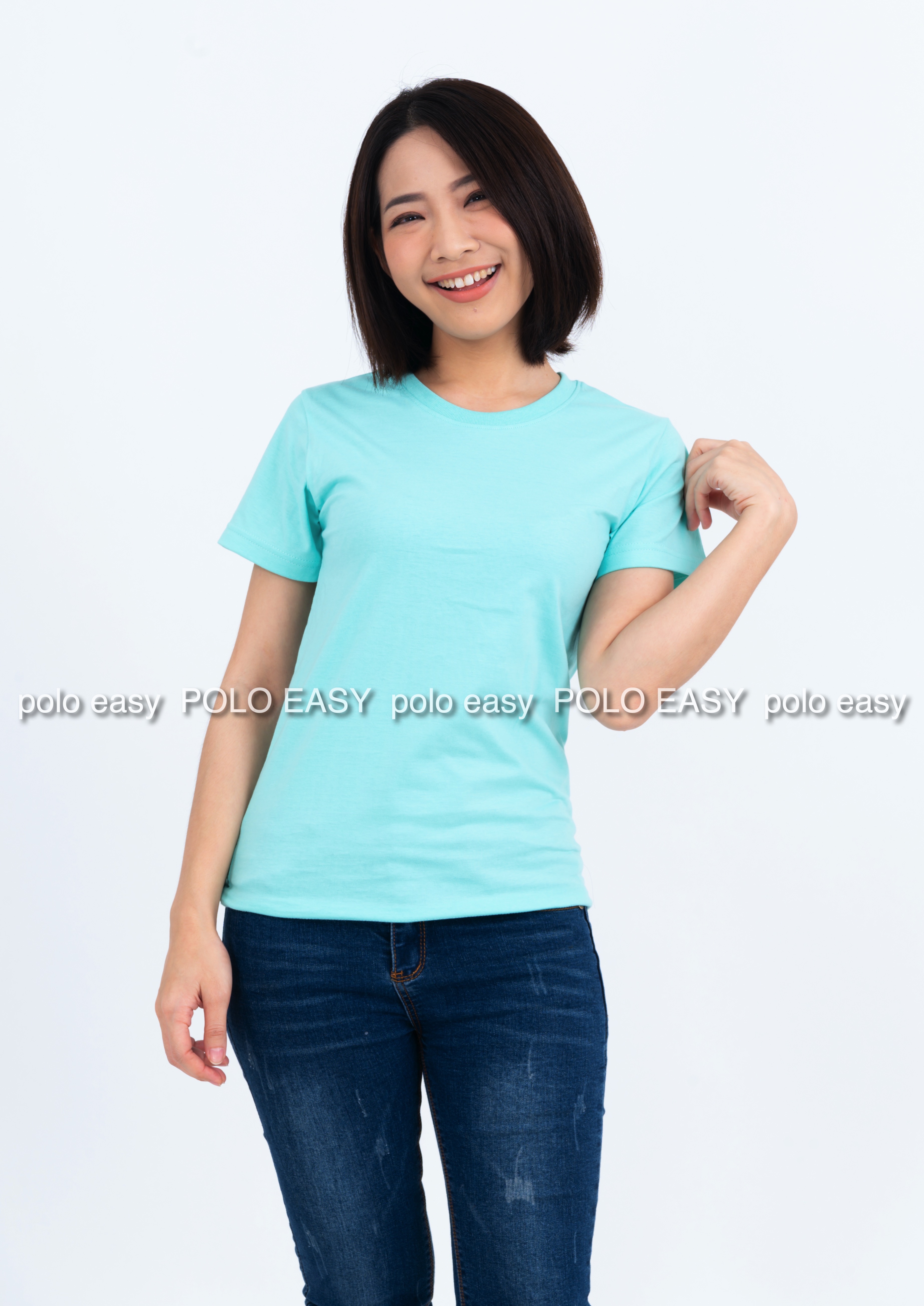 M เสื้อยืด สีเขียวพาสเทล คอกลม แขนสั้น Size M