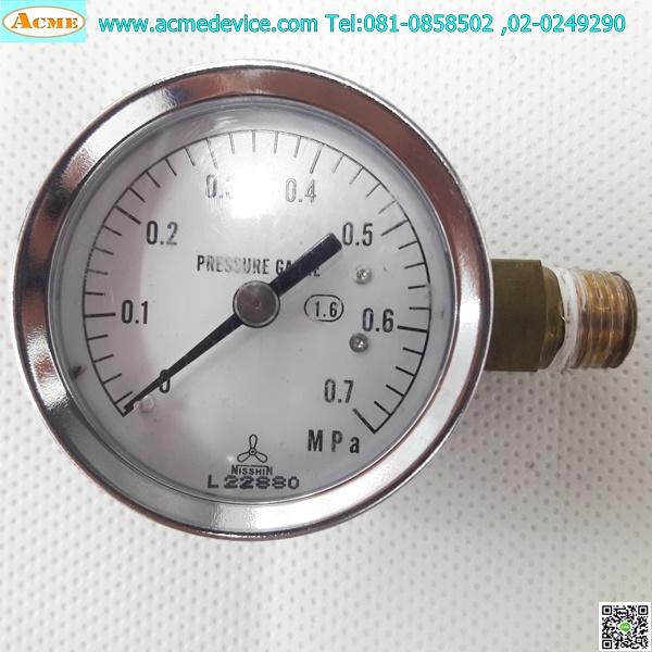 Pressure Gauge Nisshin รุ่น L22880, 0 to 0.7MPa