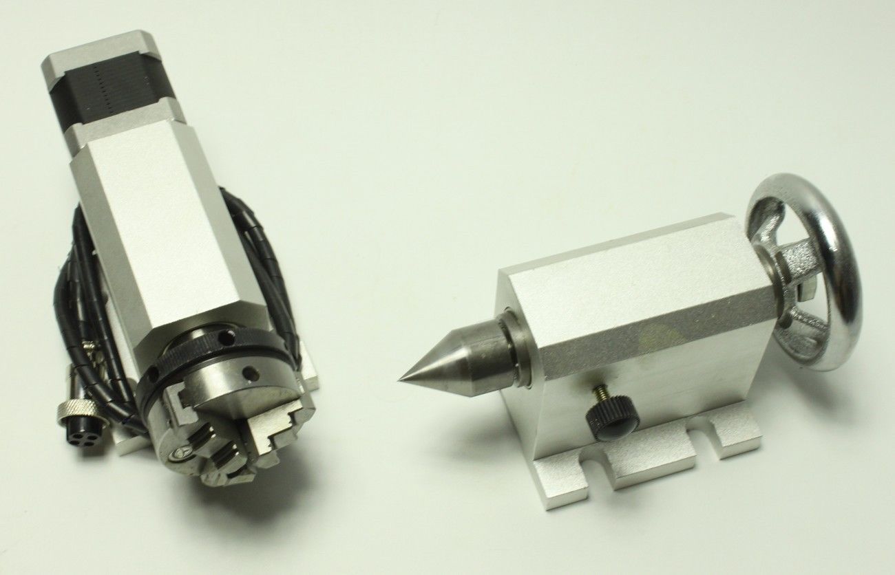 แกน A มินิ CNC แบบ L หัวจับ 50 mm type 4th-Axis Router Rotational Rotary A-Axis +Tailstock Engraving