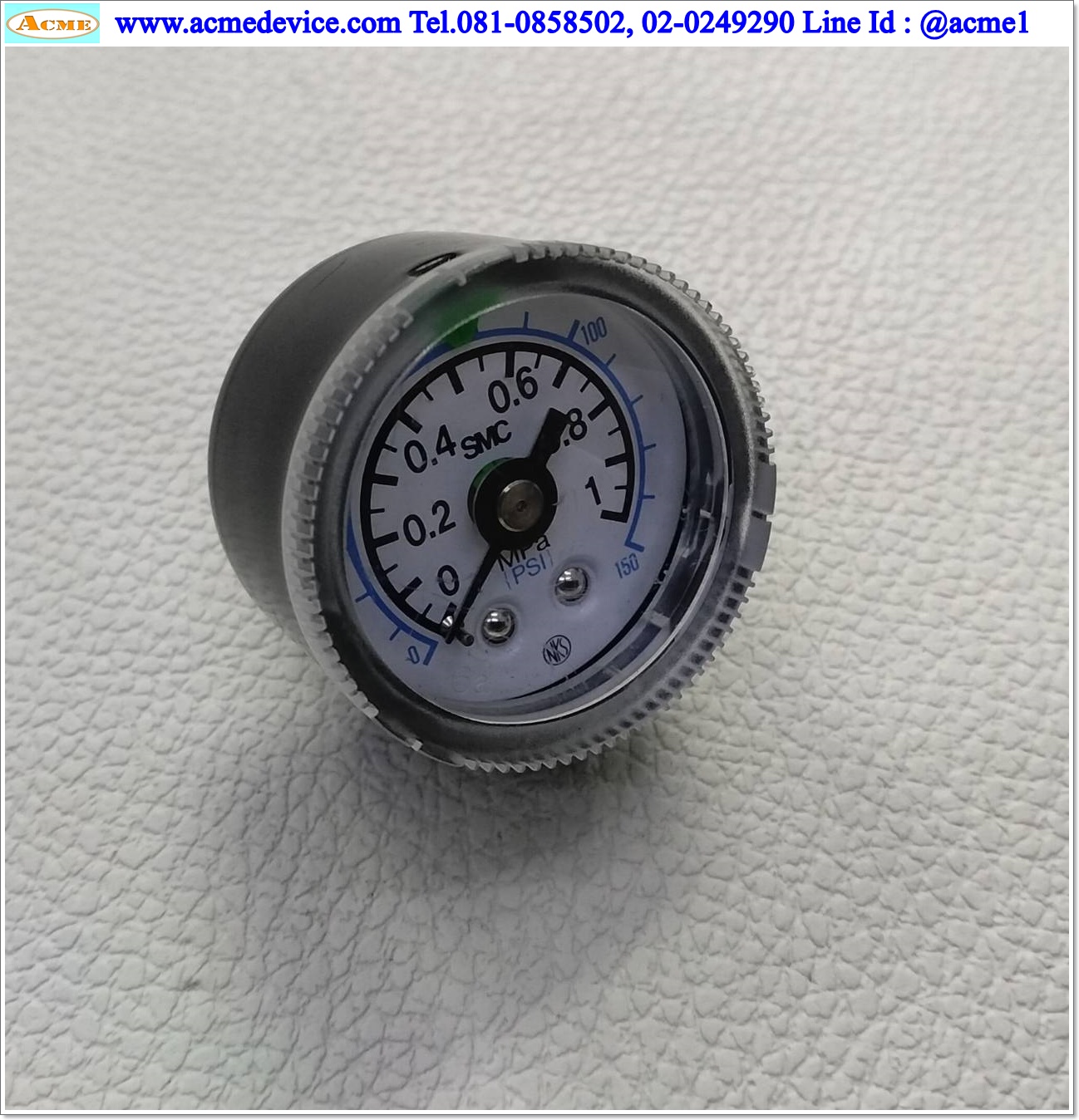 Pressure Gauge SMC รุ่น G46-P10-N01-X30, 0 – 1.0 MPa (0 – 150 psi), ขนาด Ø 42.5 มม.