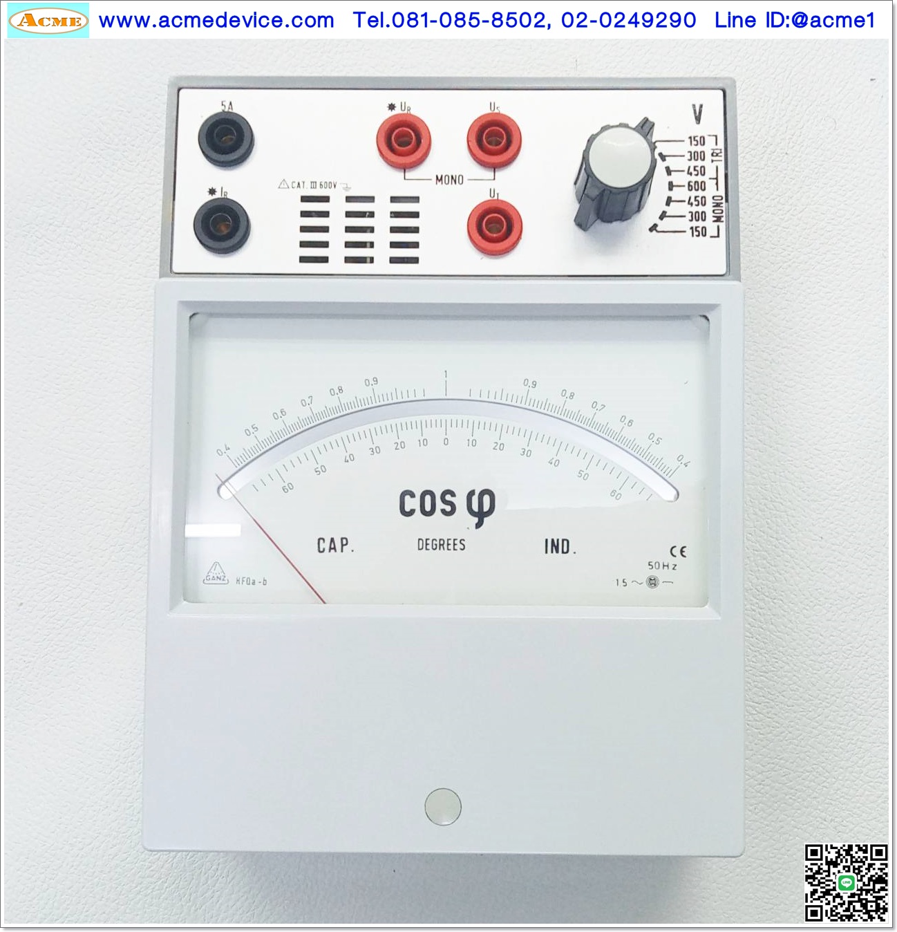 FERRODYNAMIC POWER FACTOR METERS GANZ รุ่น HFQa-b, 0-5Aac, 1-3 Phase