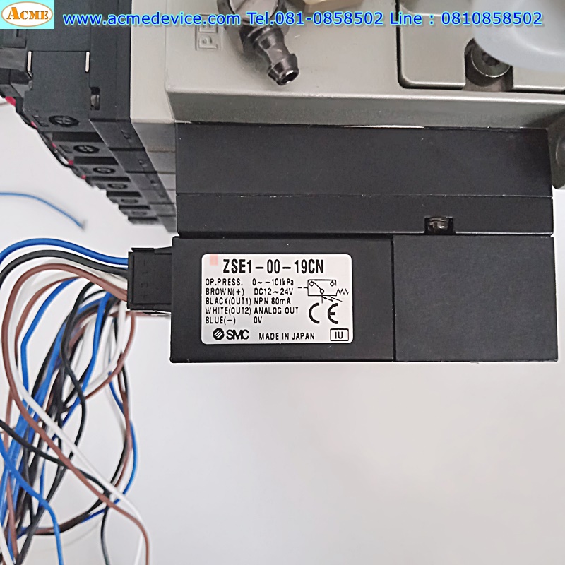 Vacuum Ejector SMC รุ่น ZSE1-00-19CN + NZM103HT-J5LZB-E19C + VJ114-5L0ZB, 0 to -101kPa