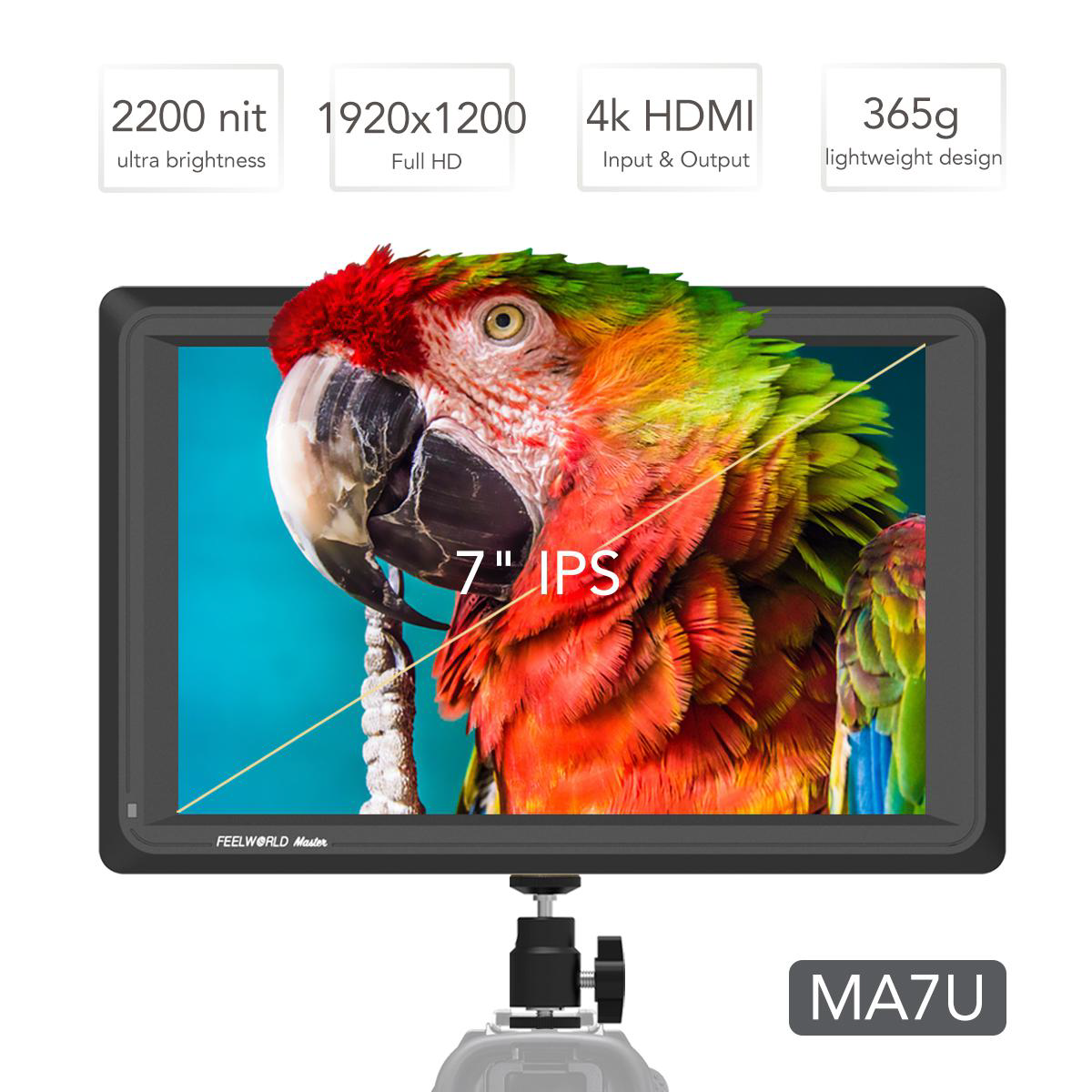 FEELWORLD Master Series MA7U 7" Ultra Bright Monitor 1920x1200 4K HDMI & SDI Input/Output รับประกันศูนย์ไทย 1 ปี