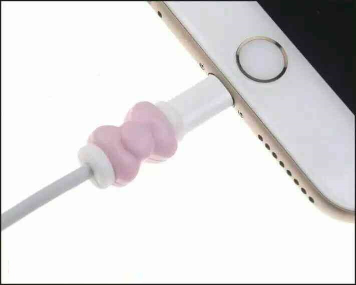 ตัวล็อคกันสายชาร์จขาด/หัก รูปโบว์ (สีขาว)