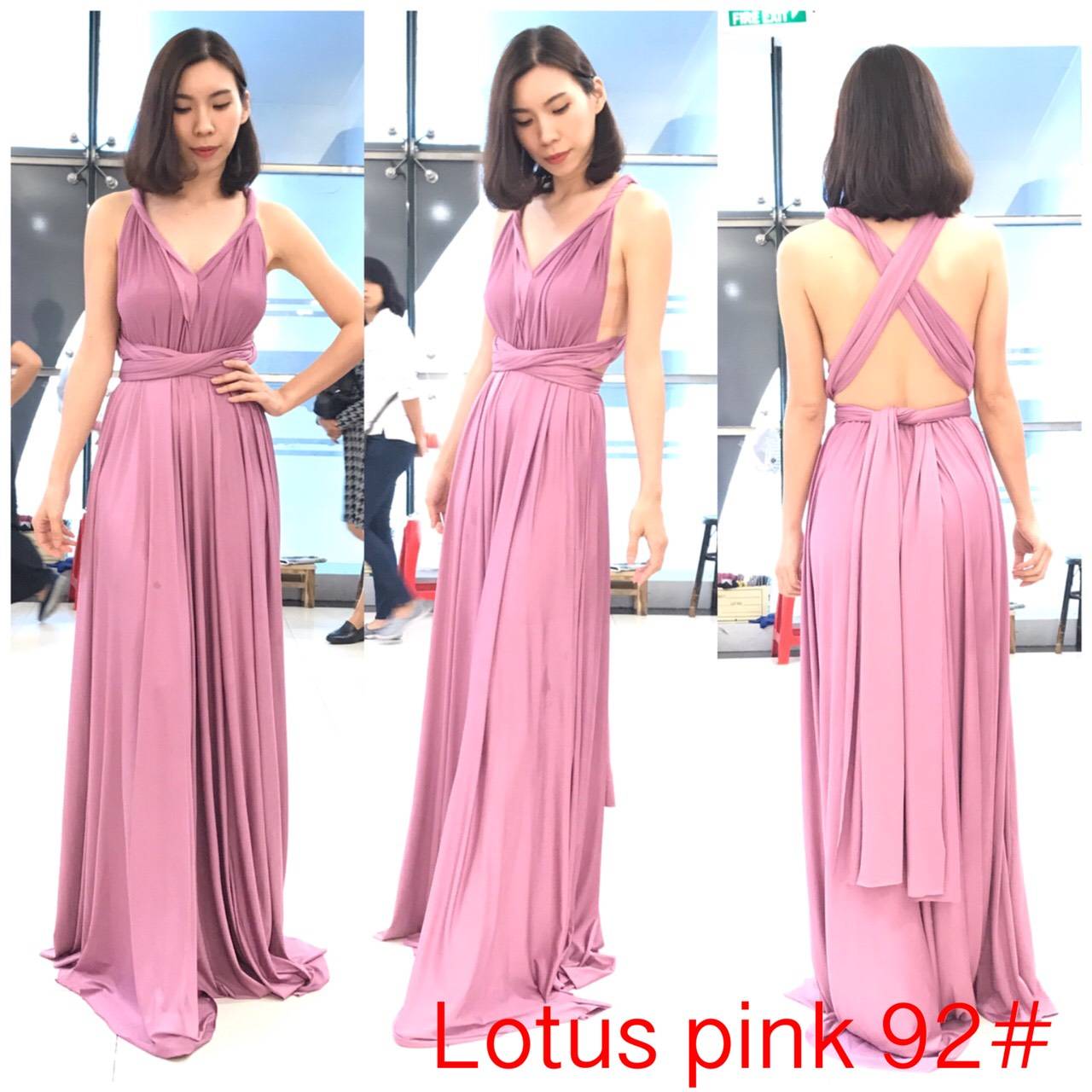 (PRE-LOVED) ชุดราตรียาวสีม่วงอมชมพู รุ่น infinity(ฟรีไซส์)