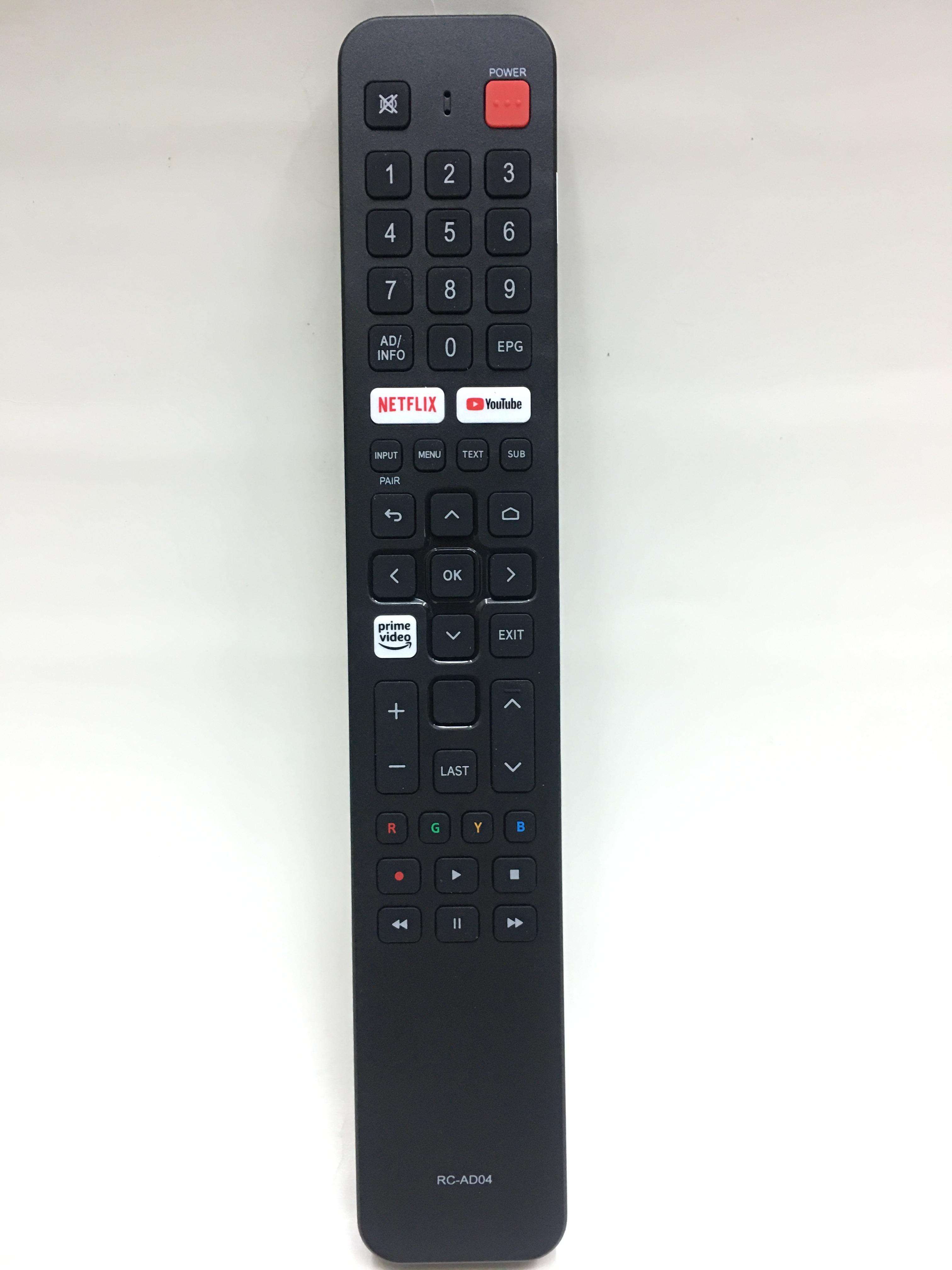 รีโมททีวี Aconatic รหัส RC-AD04 , AD04 - V2 ปุ่มสีขาว 3 ปุ่ม (มีปุ่ม Netflix , Youtube , Prime Video)