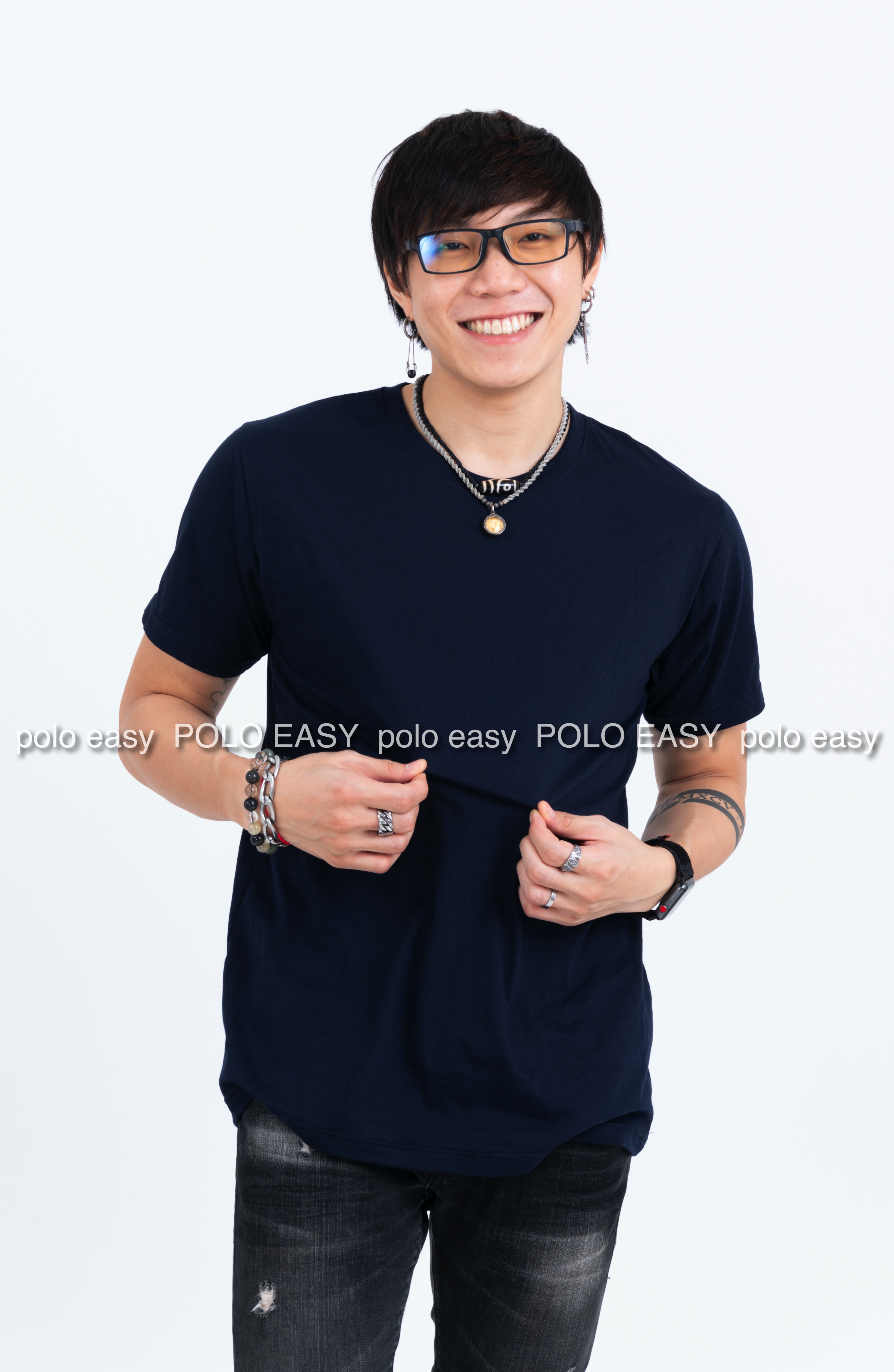 4XL เสื้อยืด สีกรมท่า คอกลม แขนสั้น Size 4XL
