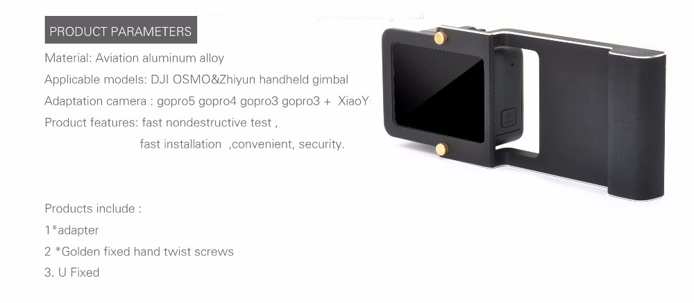 Gopro3,4,5,xiaomi yi adpater สำหรับ Osmo mobile,zhiyun