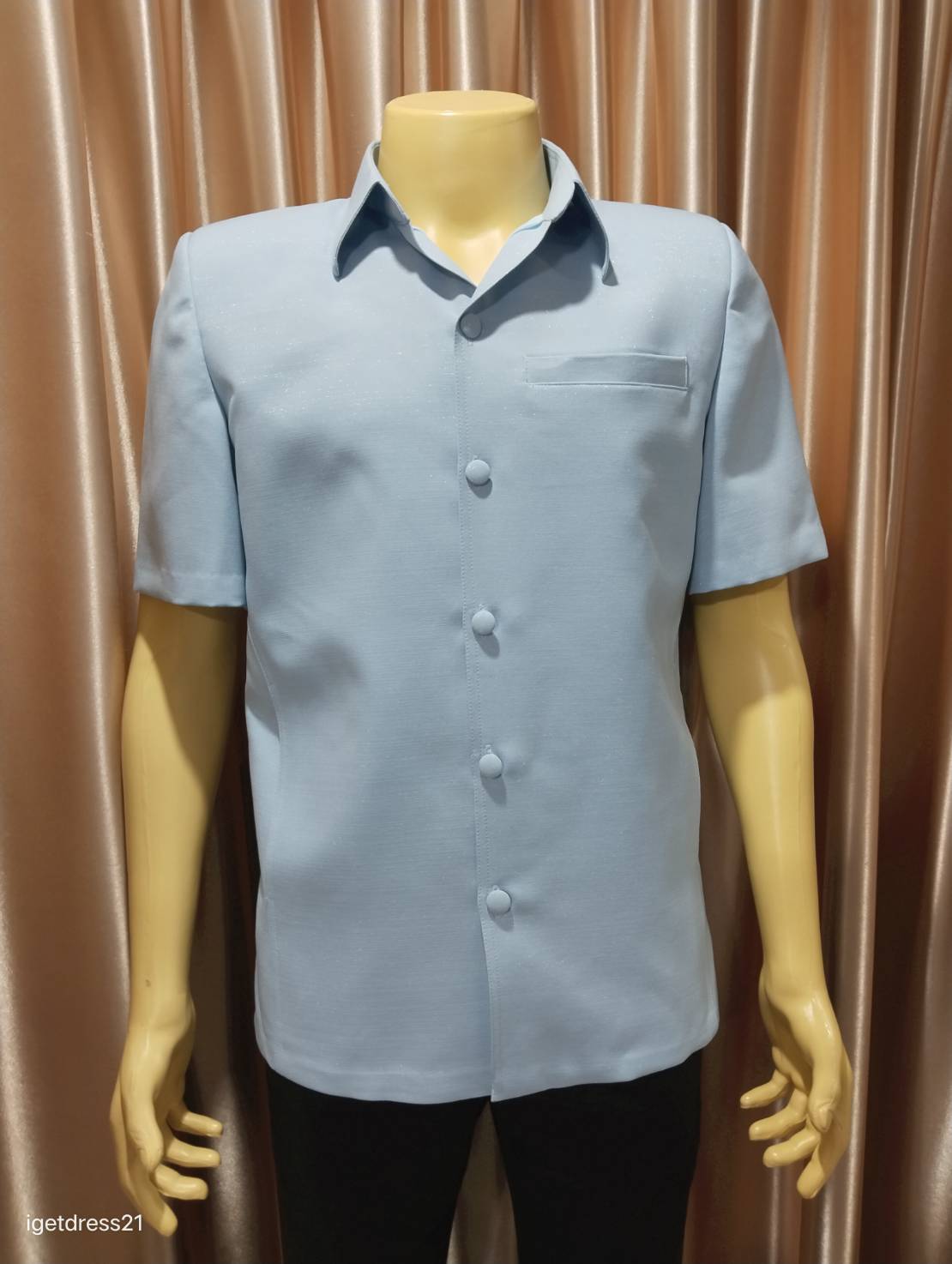 เสื้อซาฟารี สีฟ้าอ่อน M