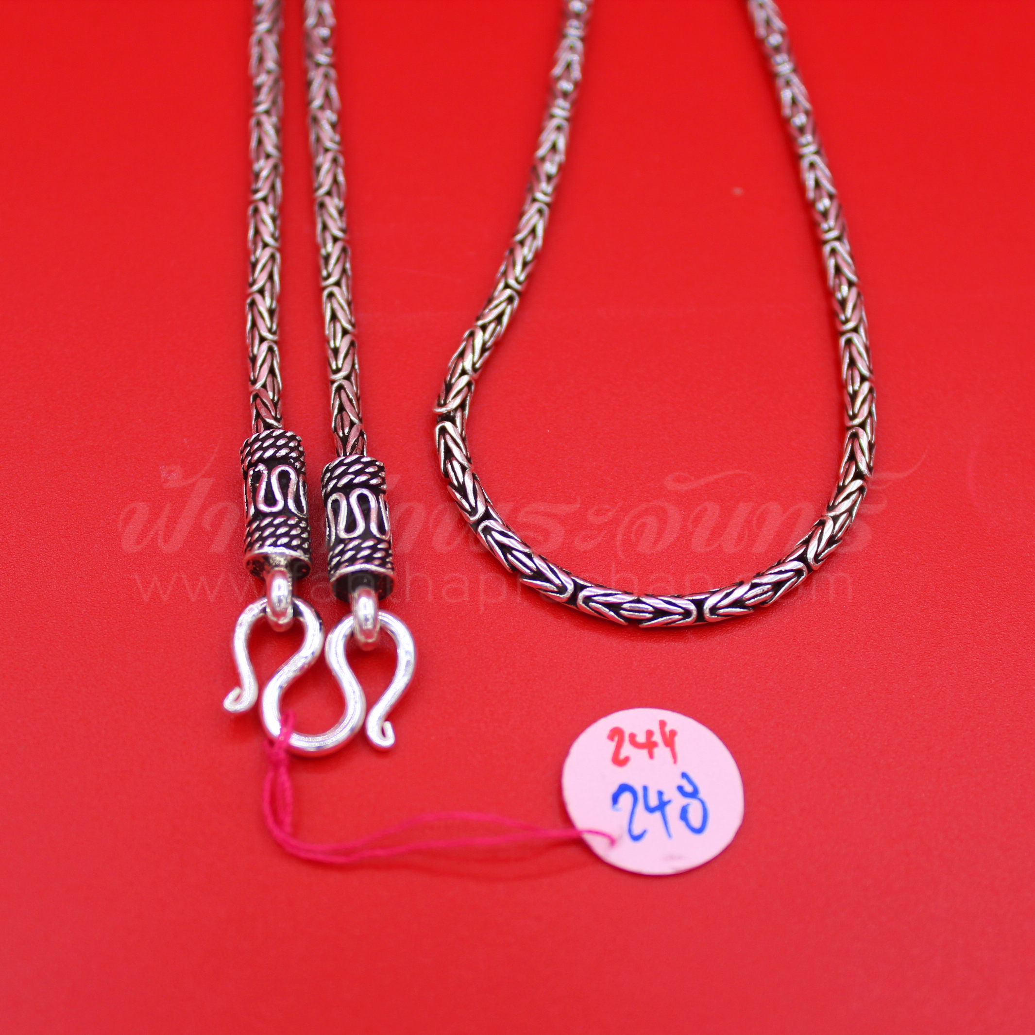 สร้อยคอเงินแท้ 92.5 ลายบาหลี หัวจรวด รมดำ