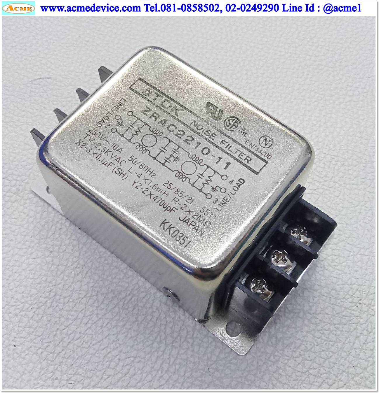 Noise Filter TDK รุ่น ZRAC2210-11, 250V, 10A