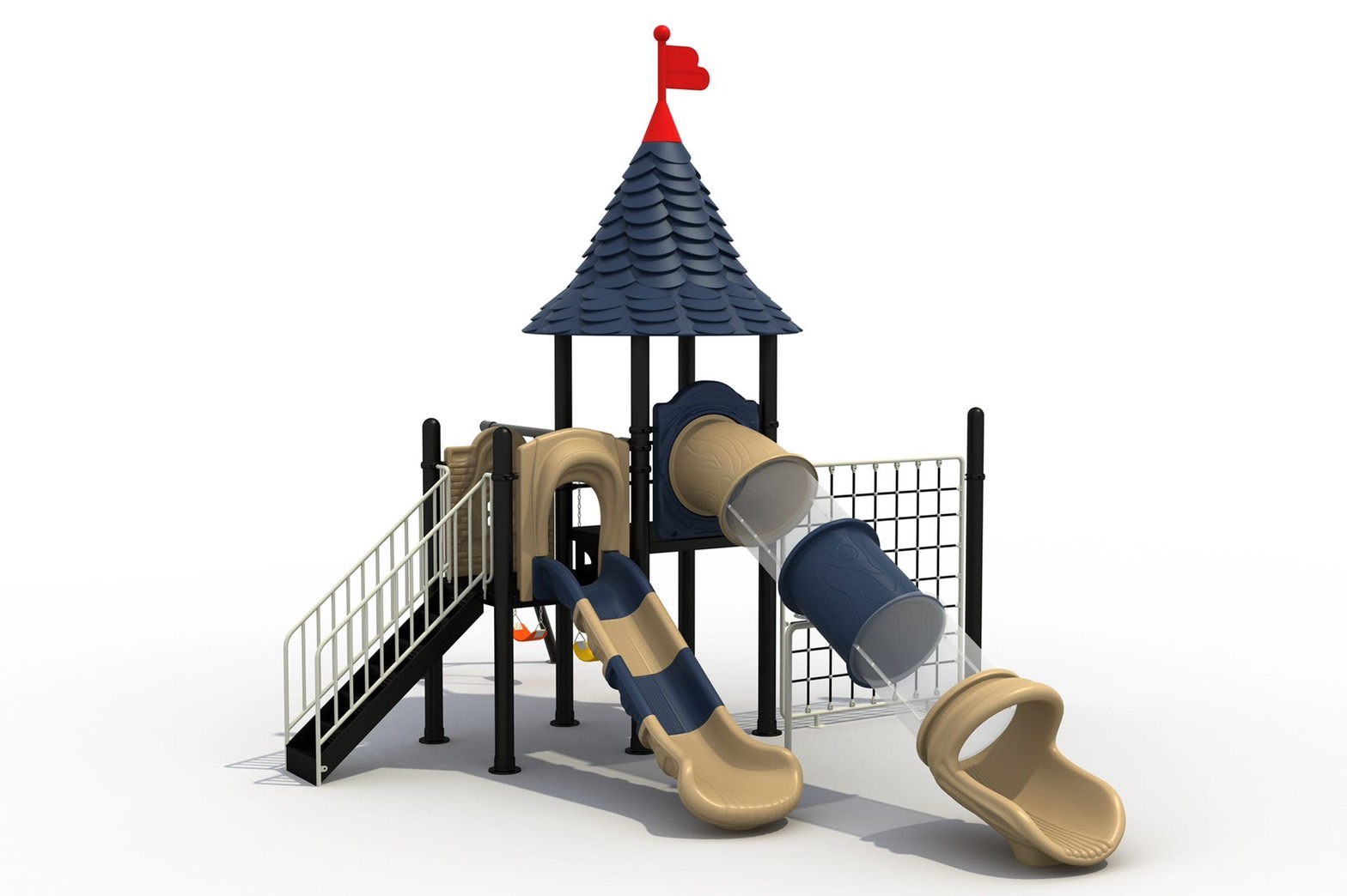 เครื่องเล่นสนามกลางแจ้ง ชุด Castle Two Slide Climb & Swing