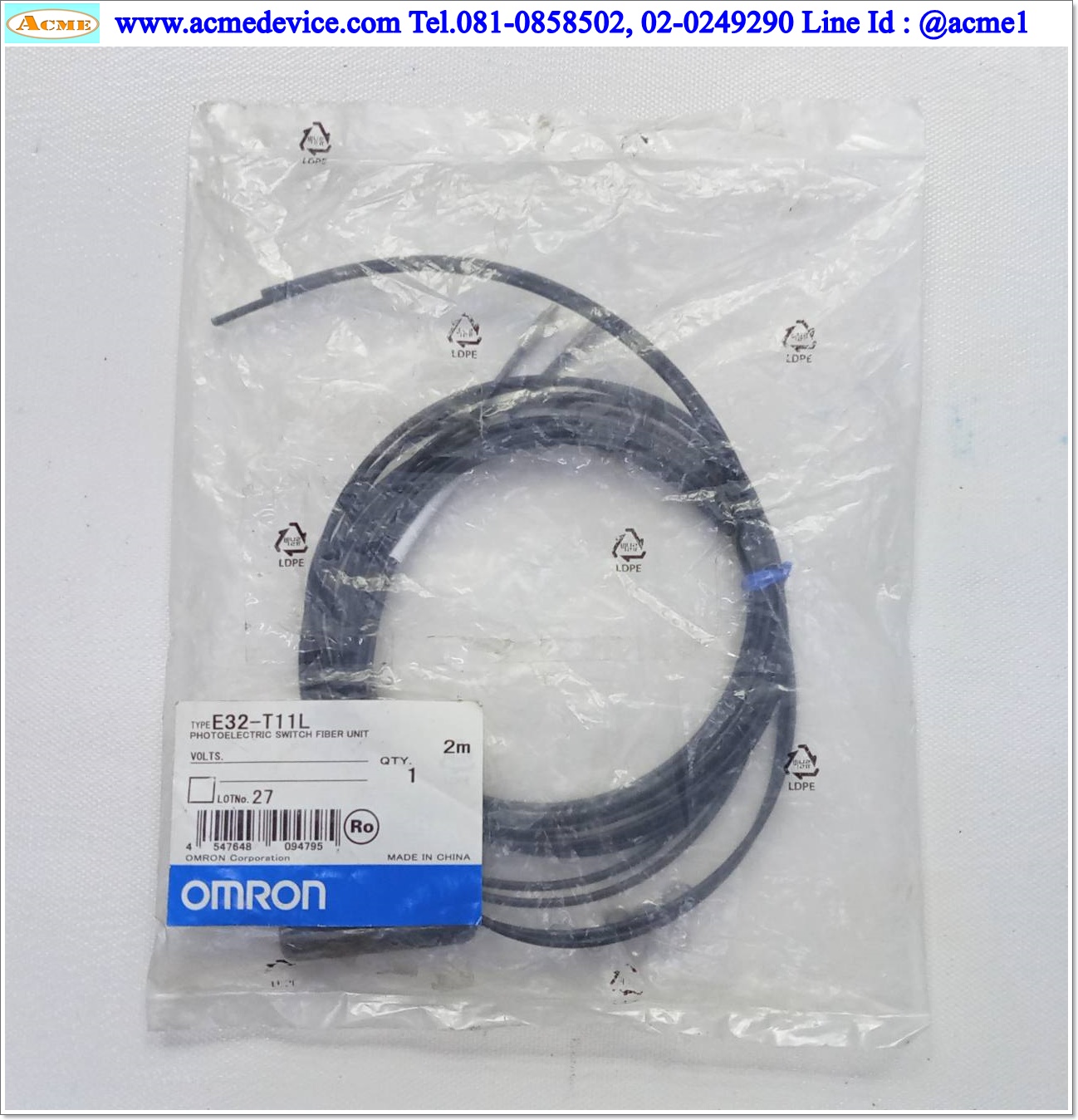 Fiber Unit Omron รุ่น E32-T11L, M4 ( รับ-ส่ง )