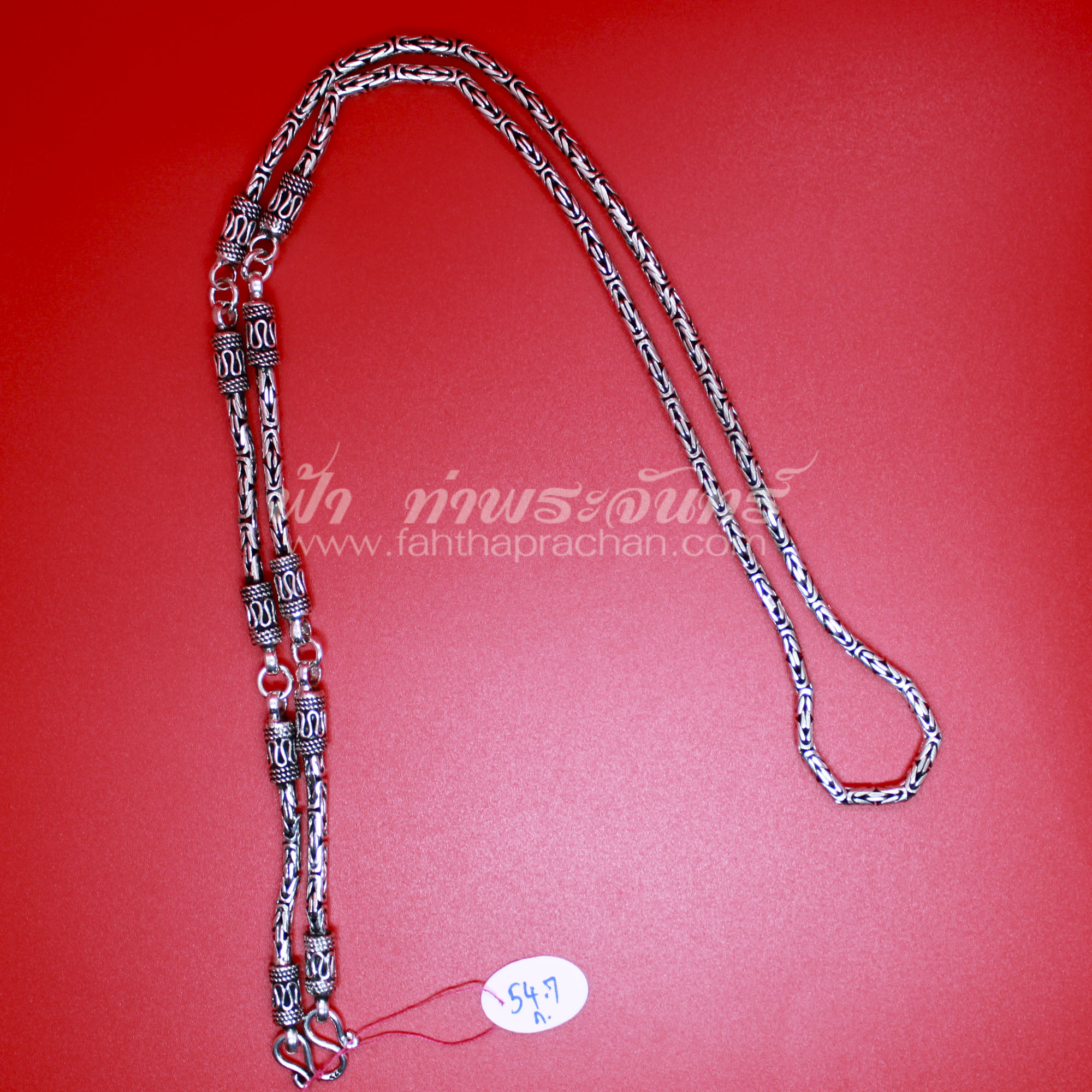 สร้อยคอเงินแท้ 92.5 ลายบาหลี รมดำ แบบ 5 ห่วง