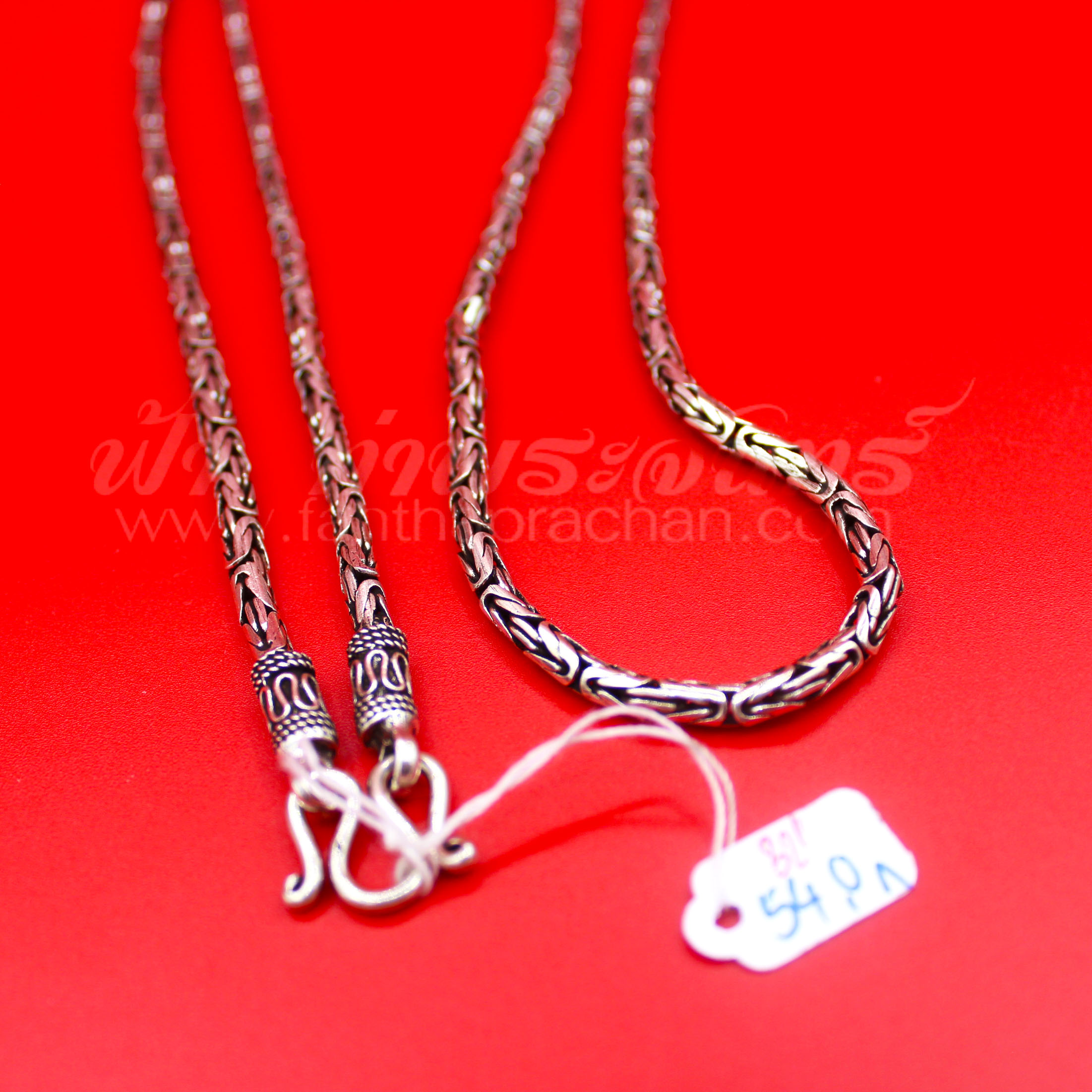 สร้อยคอเงินแท้ 92.5% ลายบาหลี หัวจรวด รมดำ แบบห่วงเดียว