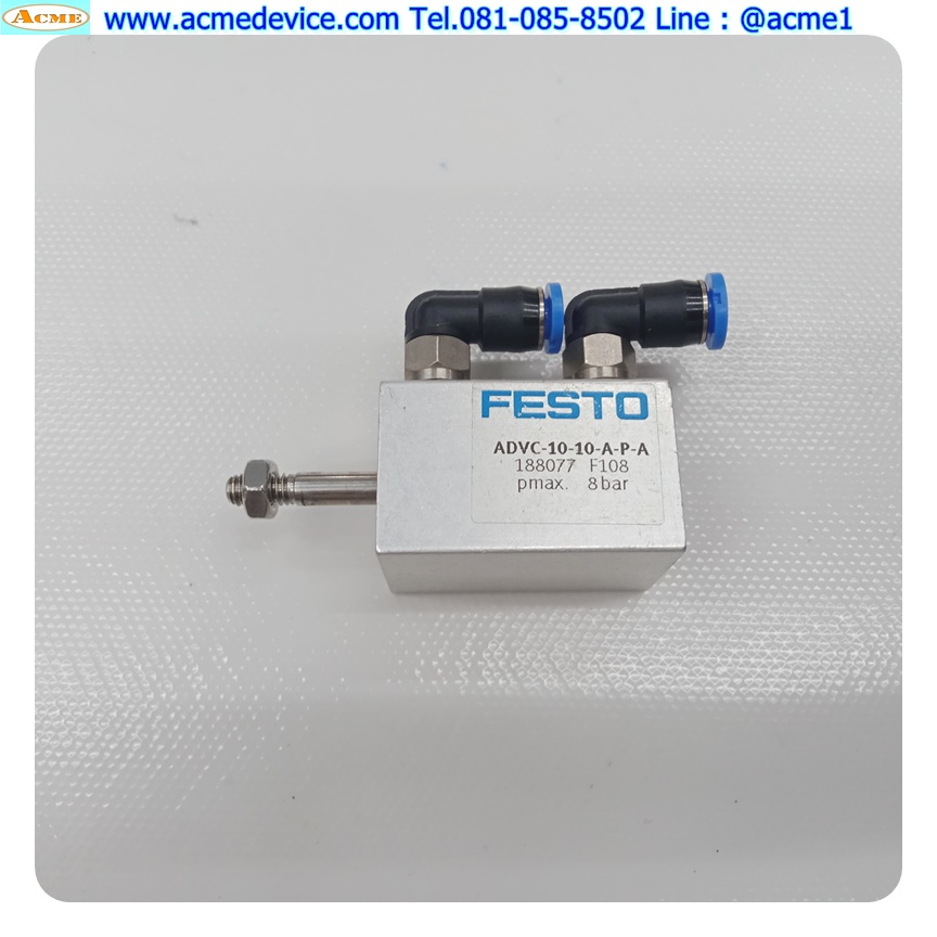 Air Cylinder Festo รุ่น ADVC-10-10-A-P-A, Bore 10 mm., Stroke 10 mm.