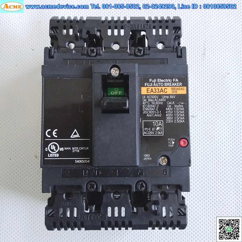 Breaker 3P Fuji รุ่น EA33AC, 10A