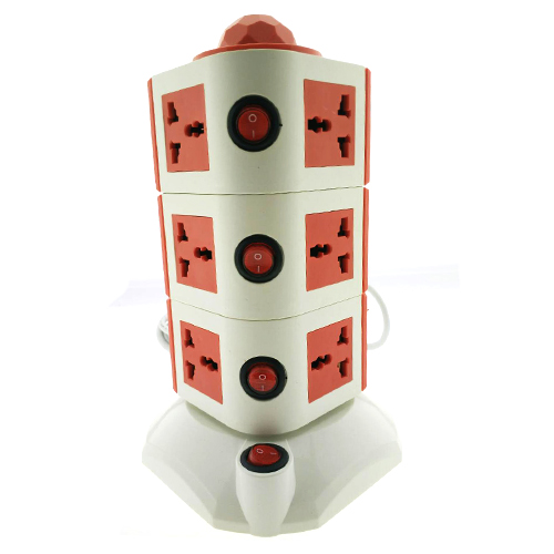 รางปลั๊กคอนโด 3ชั้น REMAX แท้ คุณภาพเยี่ยม (สีส้มแดง-ขาว)