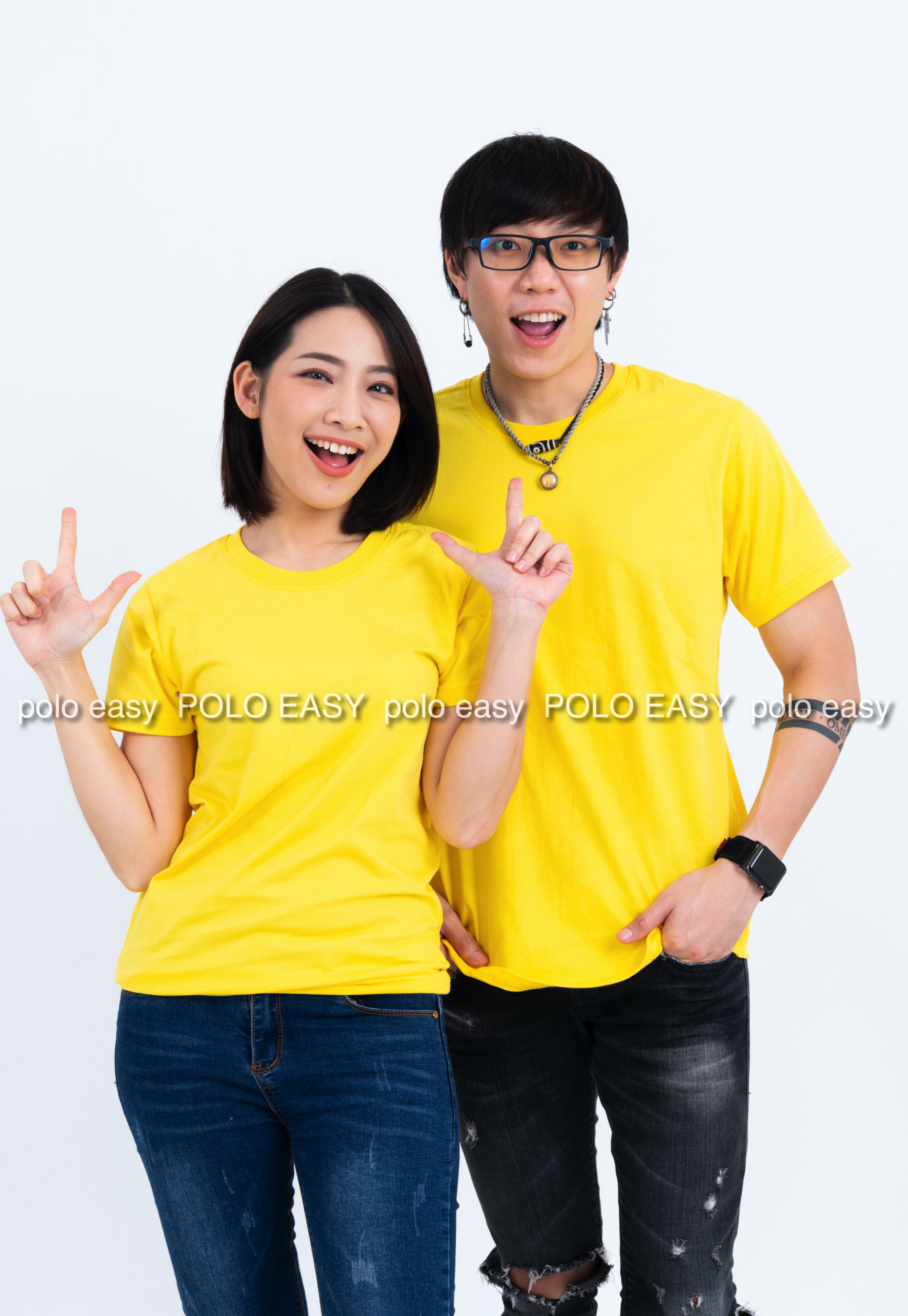 4XL เสื้อยืด สีเหลือง คอกลม แขนสั้น Size 4XL