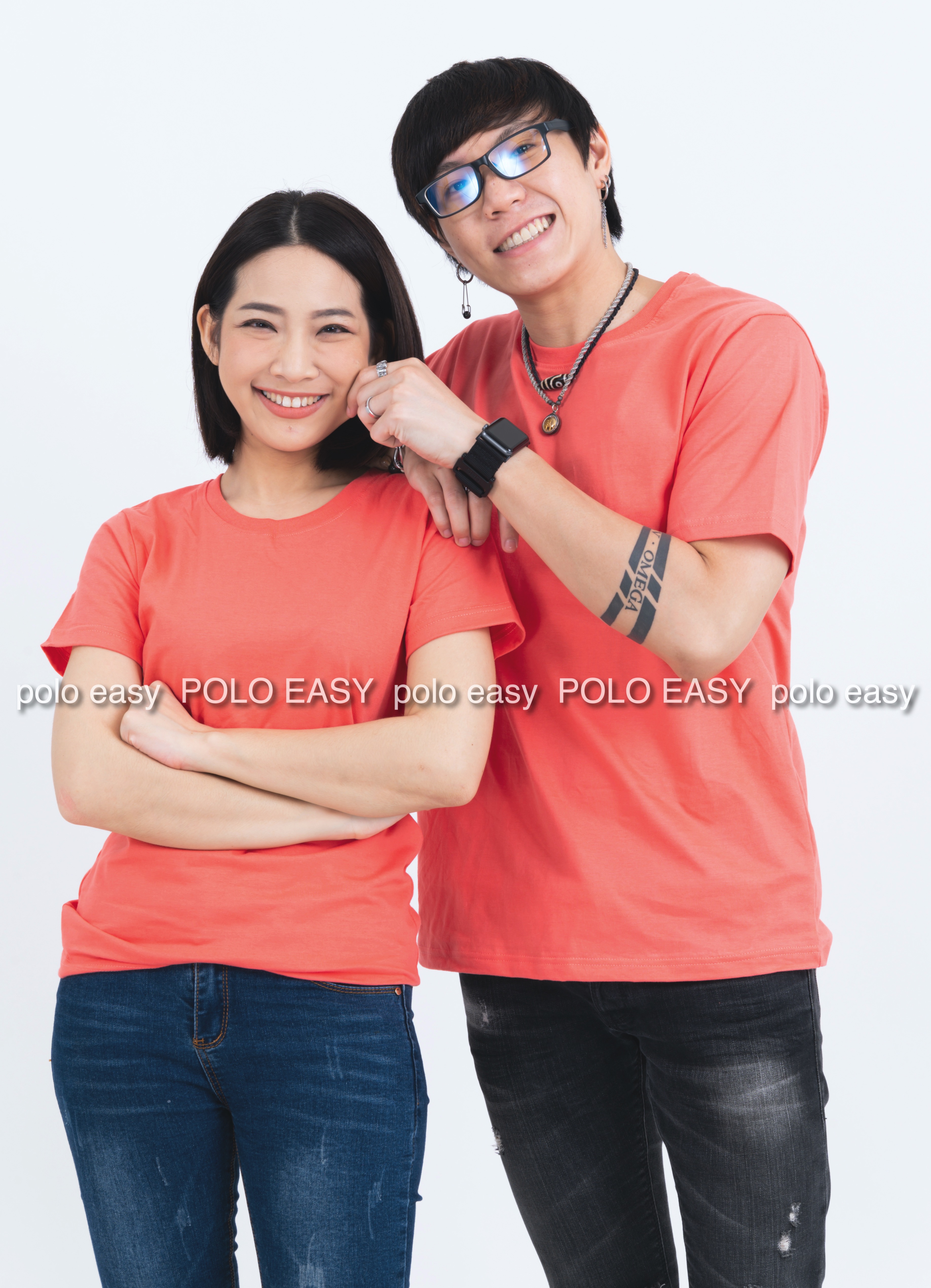 4XL เสื้อยืด สีโอลด์โรส คอกลม แขนสั้น Size 4XL