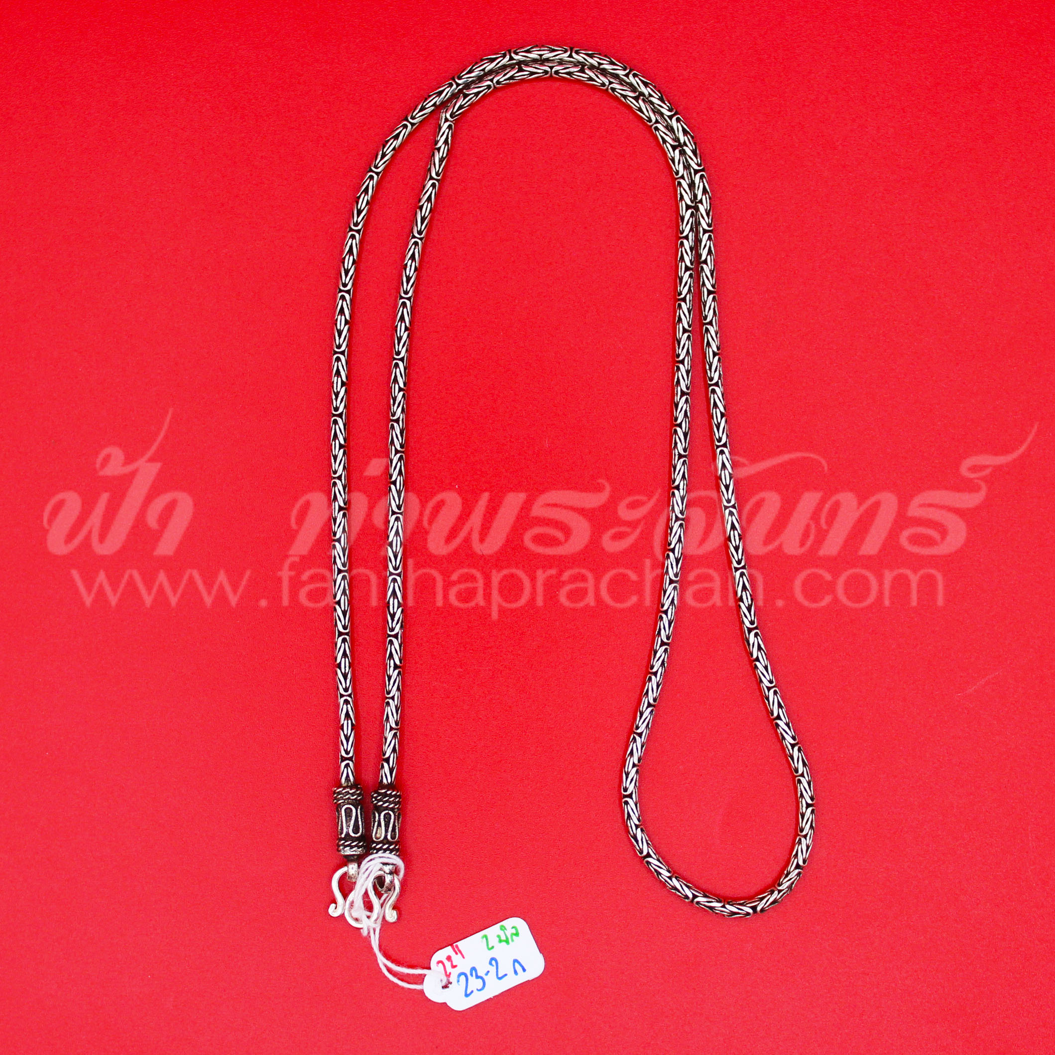 สร้อยคอเงินแท้ 92.5 ลายบาหลี หัวจรวด รมดำ