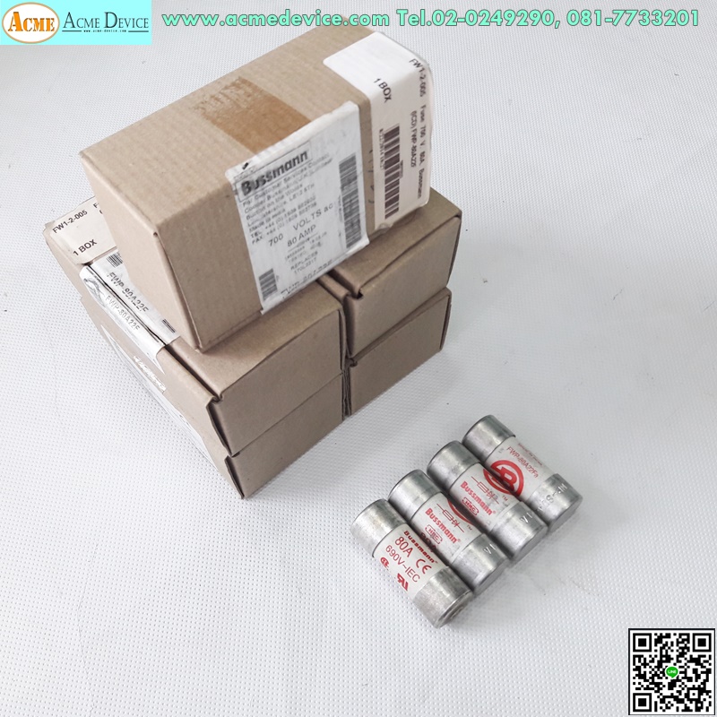 Fuse Bussmann รุ่น FWP-80A22FI, 700V, 80A, (22 mm x 58 mm)