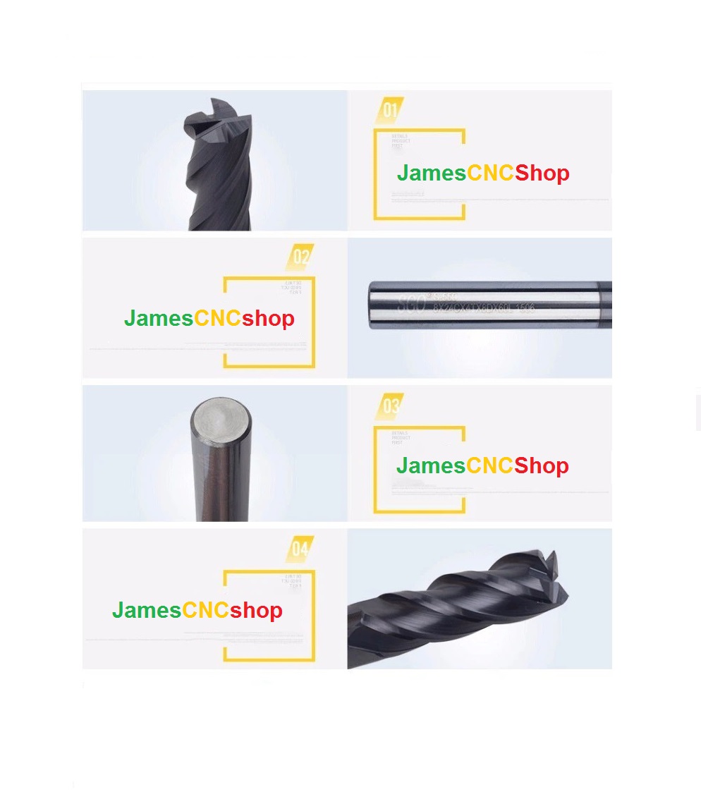 Endmill ตัด HRC50 4 ฟัน 3มม.5มม.6มม.ถึง18มม.20มม.อัลลอยด์คาร์ไบด์ทังสเตนเหล็กเครื่องตัดมิลลิ่ง cnc tools